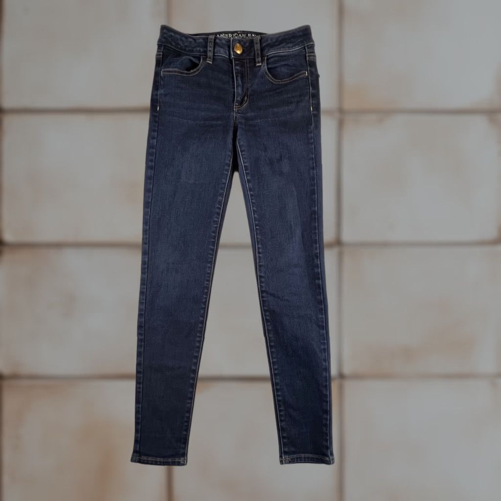 American Eagle Outfitters American Eagle Outfitters Jegging Jeans Distressed Blue Super Stretch Womens Size 4 28x28 Size 28" / US 6 / IT 42 - 1 Thumbnail