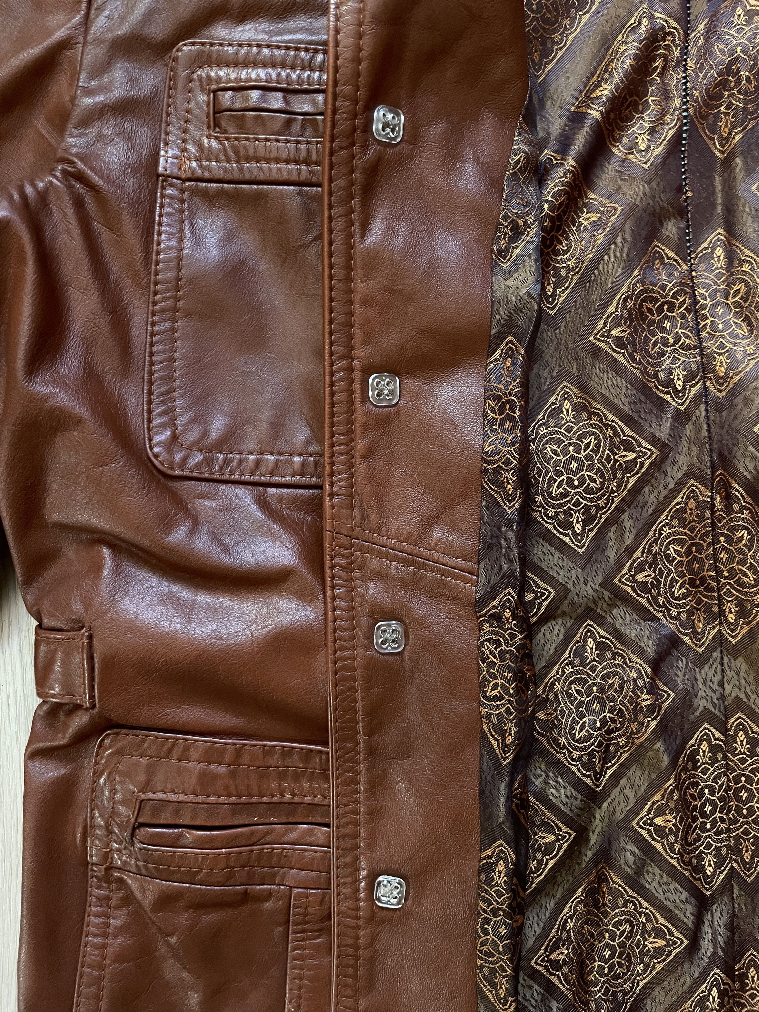 Genuine Leather × Vintage 70s Brown Leather Jacket Size US L / EU 52-54 / 3 - 4 Thumbnail