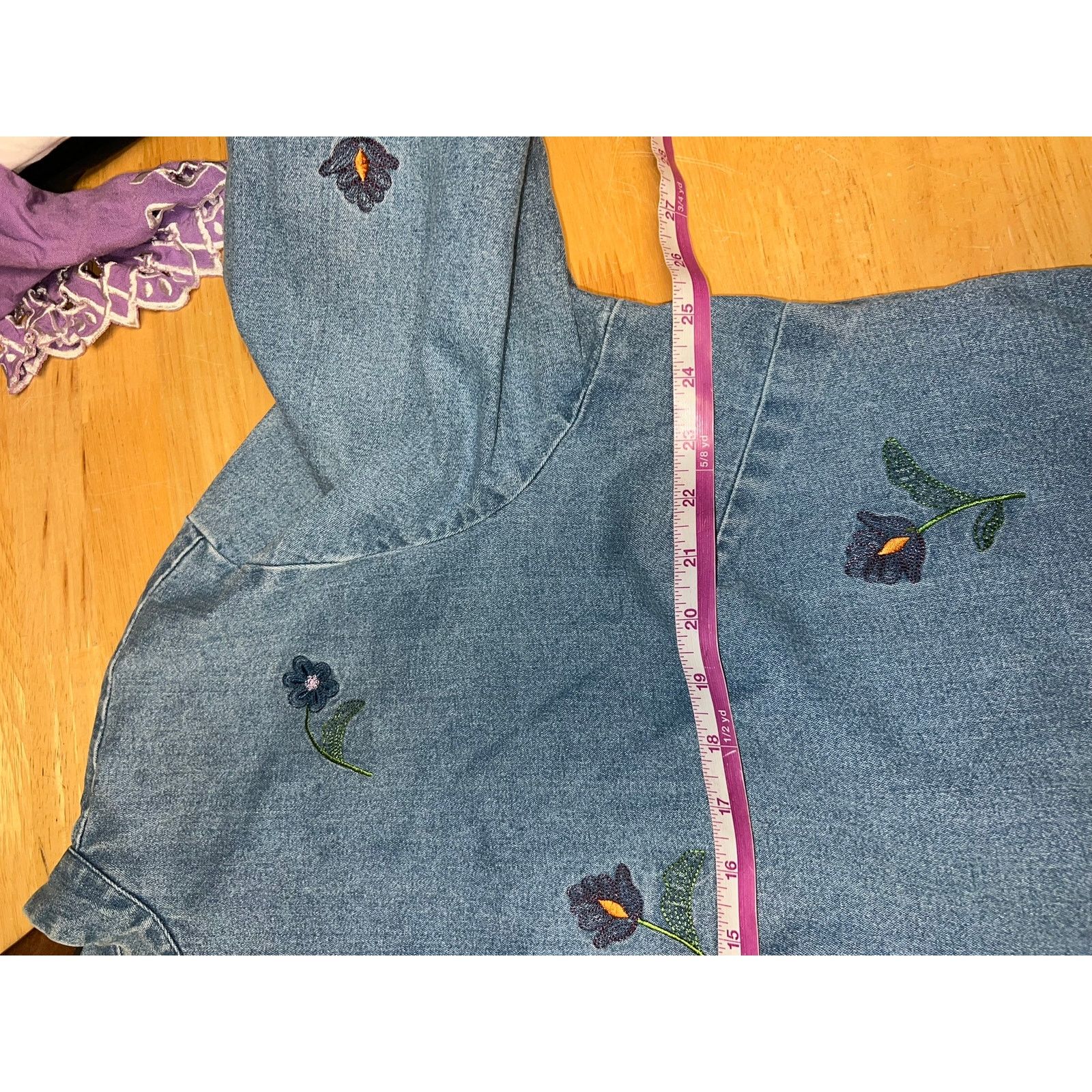 Vintage Vintage Denim Floral Jacket Denim & Co Button Up Jacket 1X Size XL / US 12-14 / IT 48-50 - 10 Thumbnail