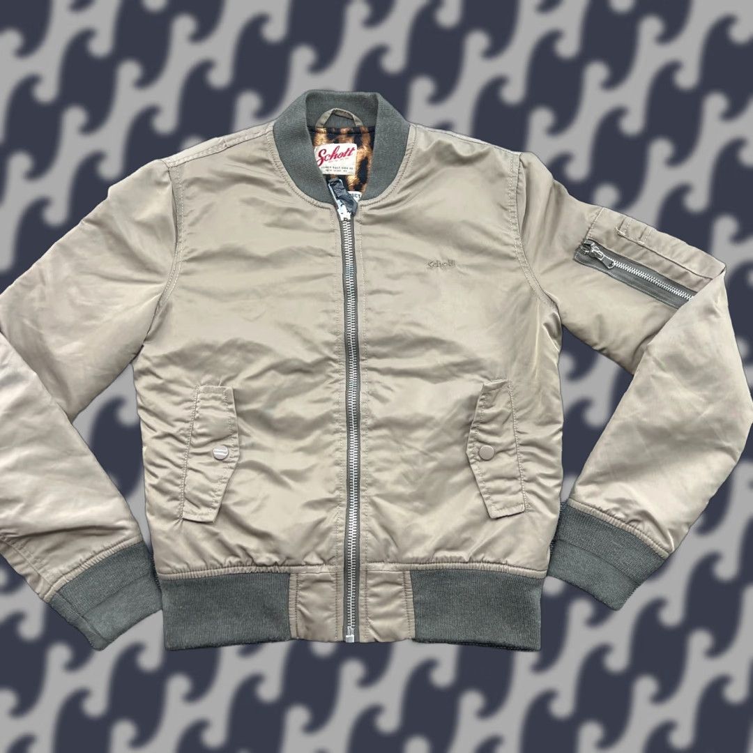 Schott VINTAGE SCHOTT Womens Bomber Jacket MA-1 Flight Beige Full Zip Ladies M Shirt Womens Size M / US 6-8 / IT 42-44 - 1 Thumbnail