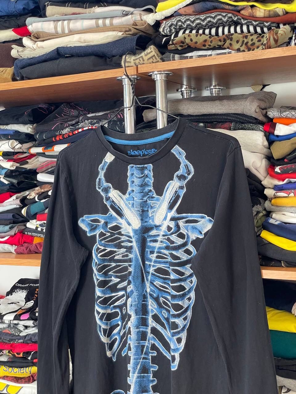 Vintage Y2K Crazy skull Bones Faded Printed longsleeve All Over Rare Size US M / EU 48-50 / 2 - 7 Thumbnail