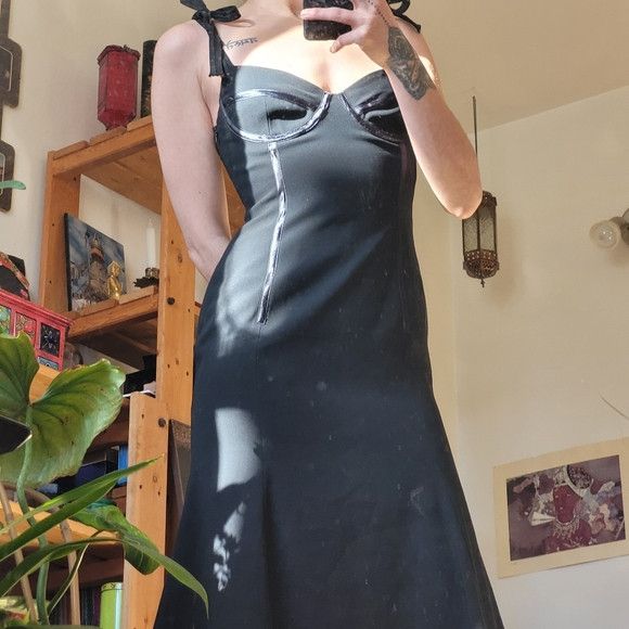 Moschino Moschino Cheap And Chic Black Bustier Midi Dress - Size 8 Size M / US 6-8 / IT 42-44 - 2 Thumbnail