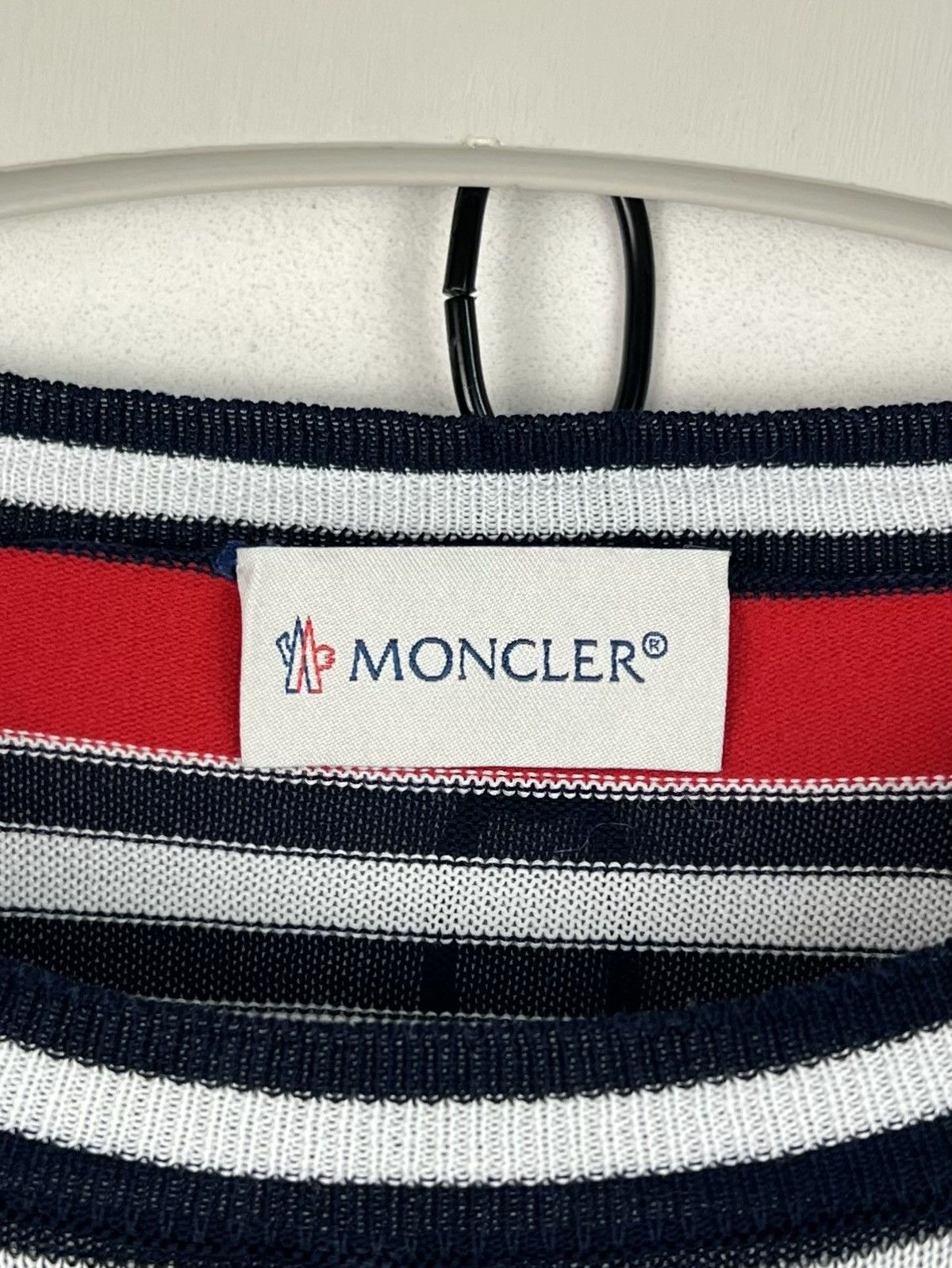Moncler MONCLER Sweater Light Jumper Striped Cotton Patch Logo Men's Size US S / EU 44-46 / 1 - 9 Thumbnail