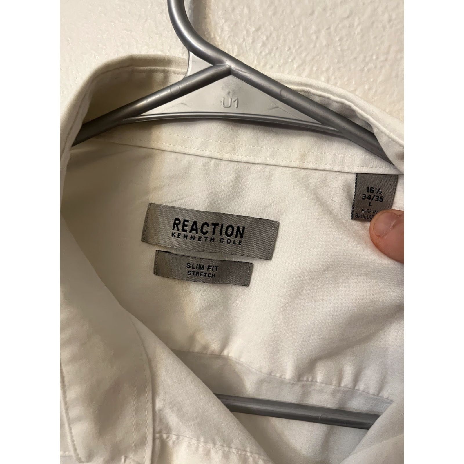Kenneth Cole Kenneth Cole Shirt Mens L Solid White Slim Fit Button-Up Size US L / EU 52-54 / 3 - 3 Thumbnail
