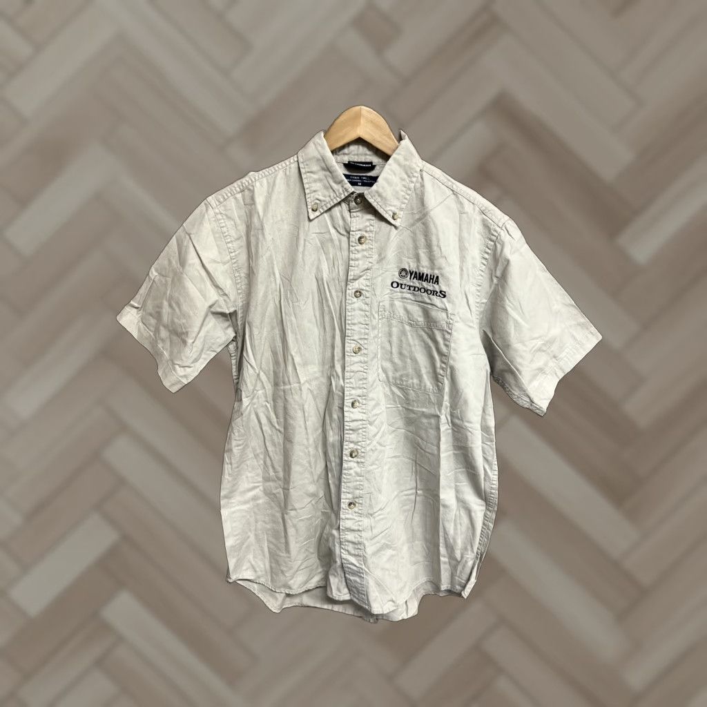 Yamaha Yamaha Mens Button-Down Shirt Khaki Twill Cotton Outdoor Titan Logo Regular Size M Size US M / EU 48-50 / 2 - 1 Thumbnail