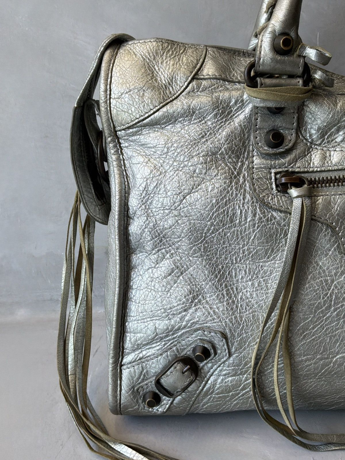 Balenciaga Balenciaga - Classic City - Metallic Silver Lambskin Bag Size ONE SIZE - 6 Thumbnail