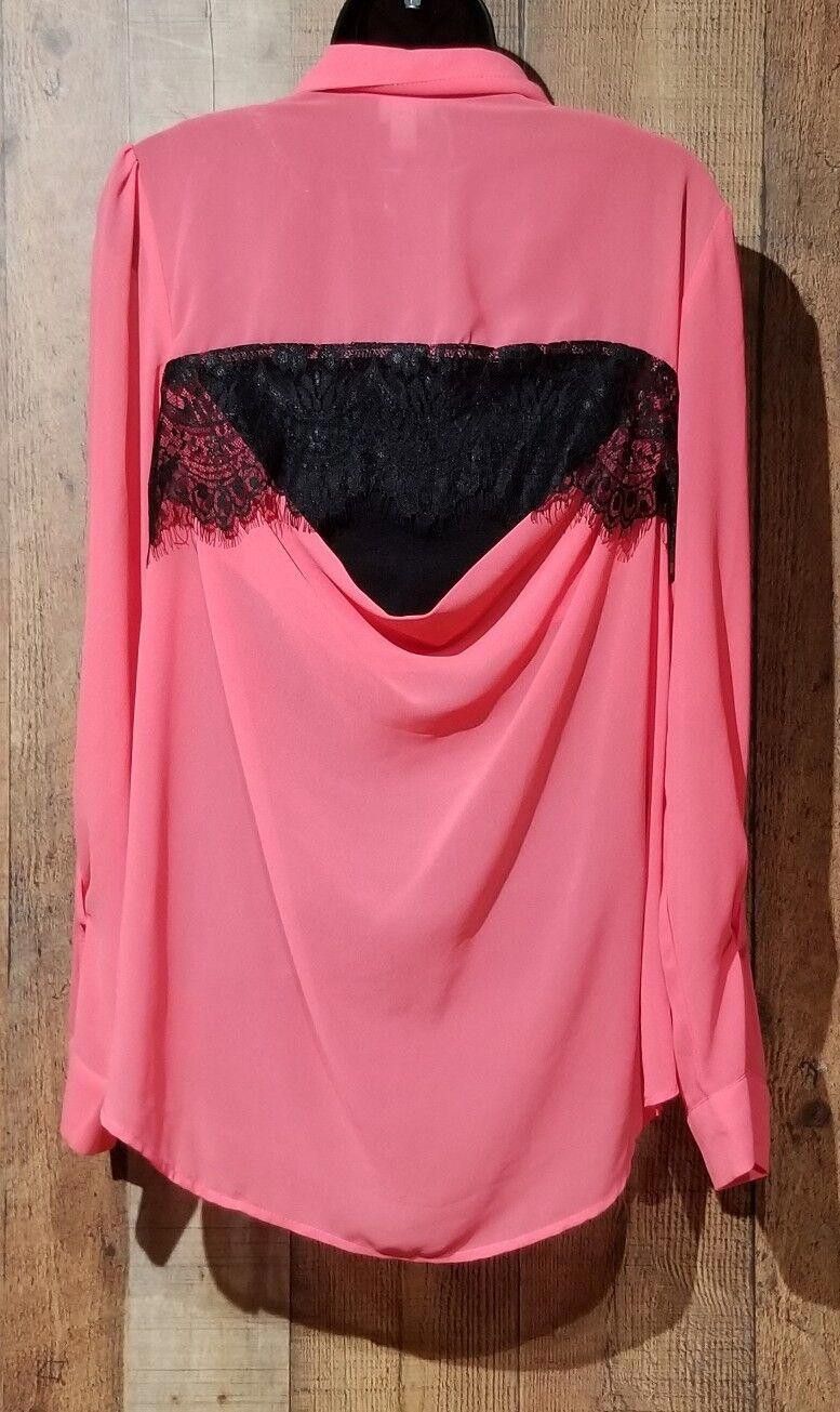Saint Vanity Vanity Top Large pink & Black Lace Cut Semi Sheer Open Back Size L / US 10 / IT 46 - 3 Thumbnail
