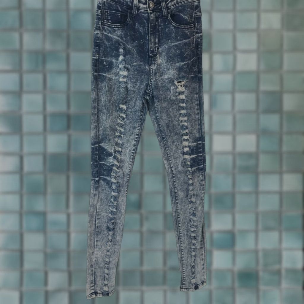 Denime Cello Jeans - Women - Denim Skinny Regular Low Rise Distressed Blue 24x32 Size 3/Regular 5-Pocket Jacket Zipper Button Closure Mens? Wait. Size 26" / US 2 / IT 38 - 1 Thumbnail