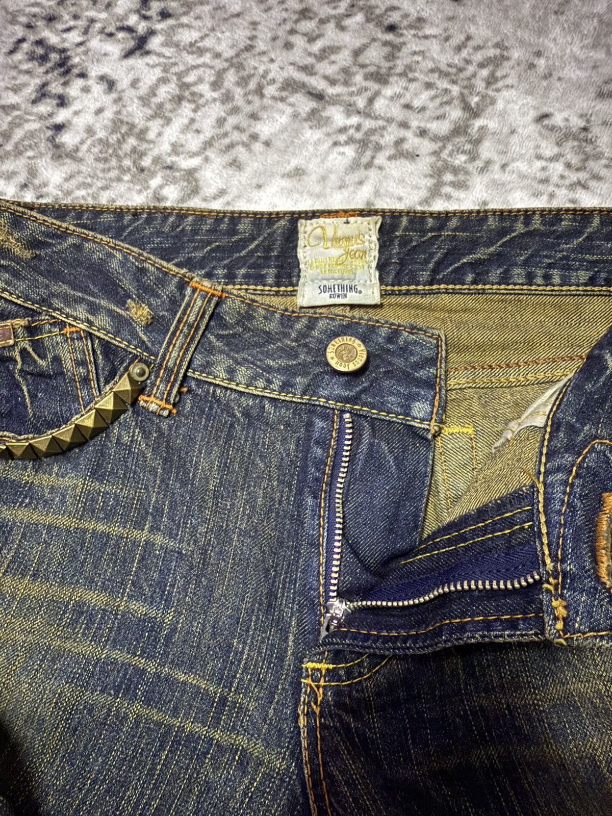 Junya Watanabe Vintage Edwin Venus Mud Wash Studded Flare Jeans Low Rise Size US 28 / EU 44 - 15 Thumbnail