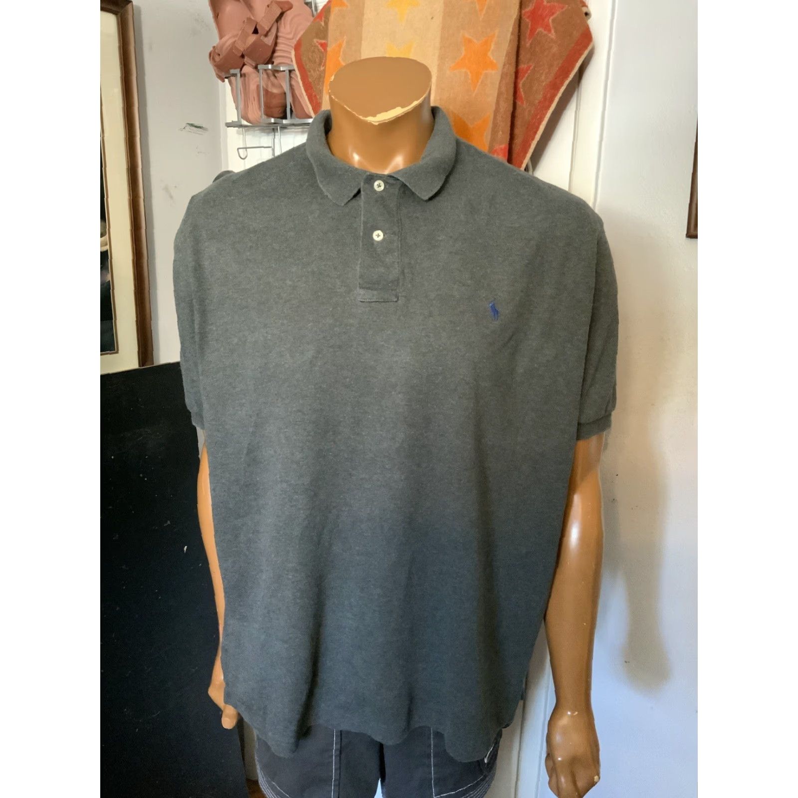 Polo Ralph Lauren VINTAGE Polo Ralph Lauren Polo Shirt XL Mens Charcoal Grey Blue Pony Player Logo S/S Polo Shirt XL Size US XL / EU 56 / 4 - 7 Thumbnail