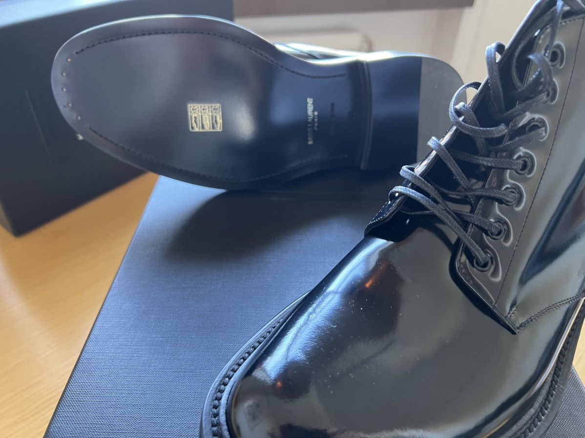 Hedi Slimane × Saint Laurent Paris Patent Leather Army Boots (s/s 2013, Hedi Slimane). US 8.5. Size US 8.5 / EU 41-42 - 2 Thumbnail