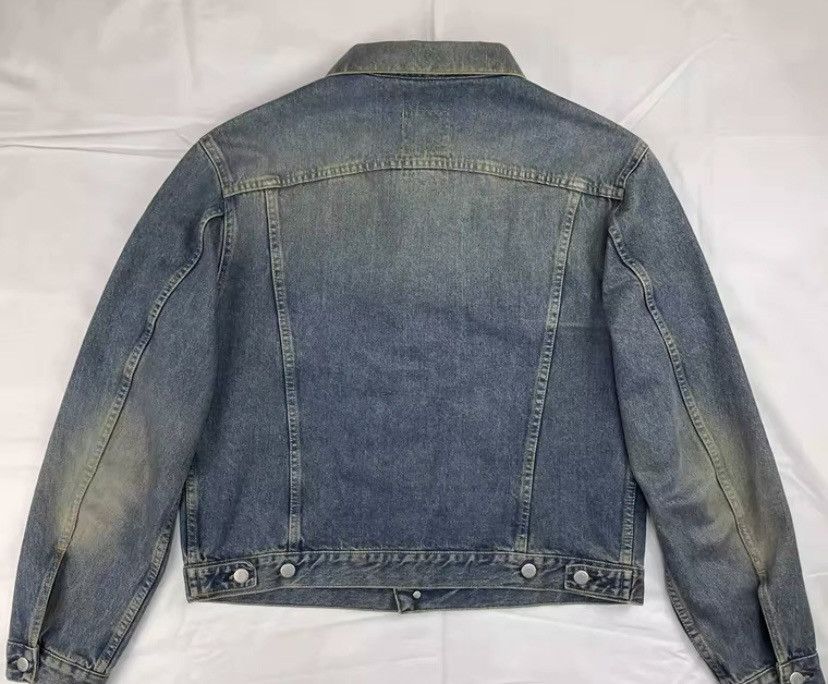 1990s Helmut lang vintage sanded 1 pocket denim jacket