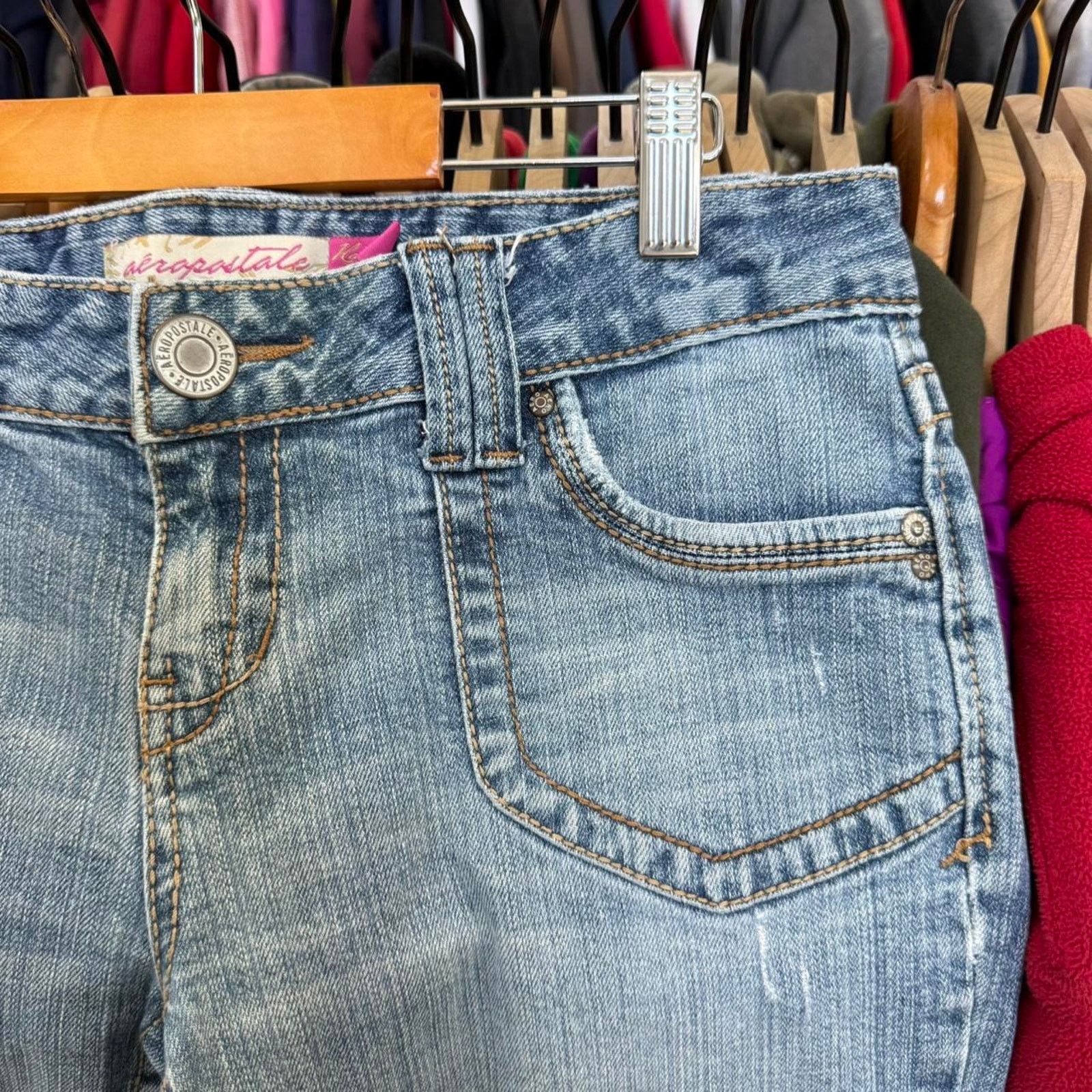 Aeropostale Vintage Y2K Aeropostale Women’s Faded Low Rise Jeans Size 31" - 3 Thumbnail