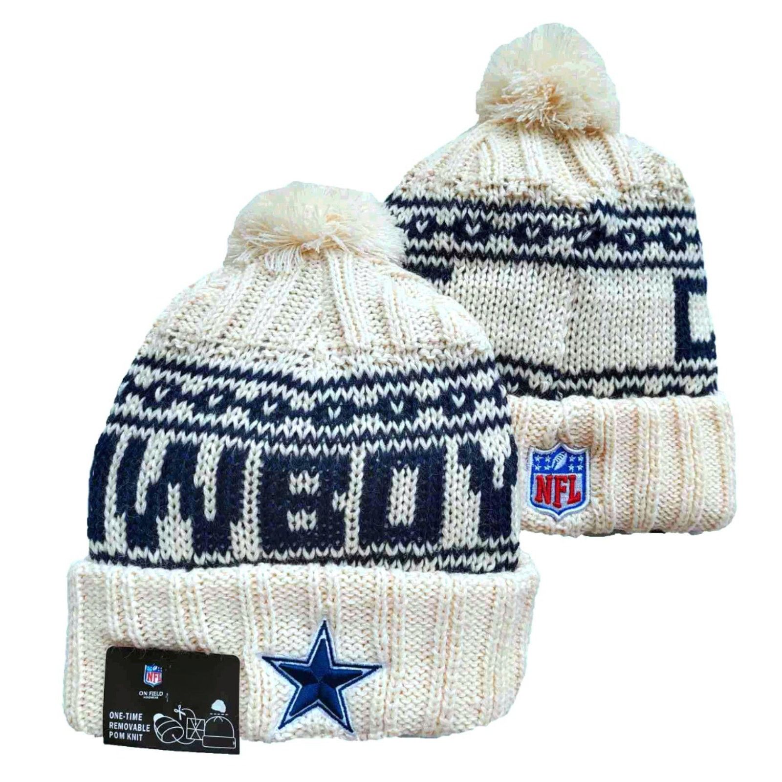 Other NWT Dallas Cowboys Chunky Knit Pom Beanie Fleece Lined Size ONE SIZE - 1 Thumbnail
