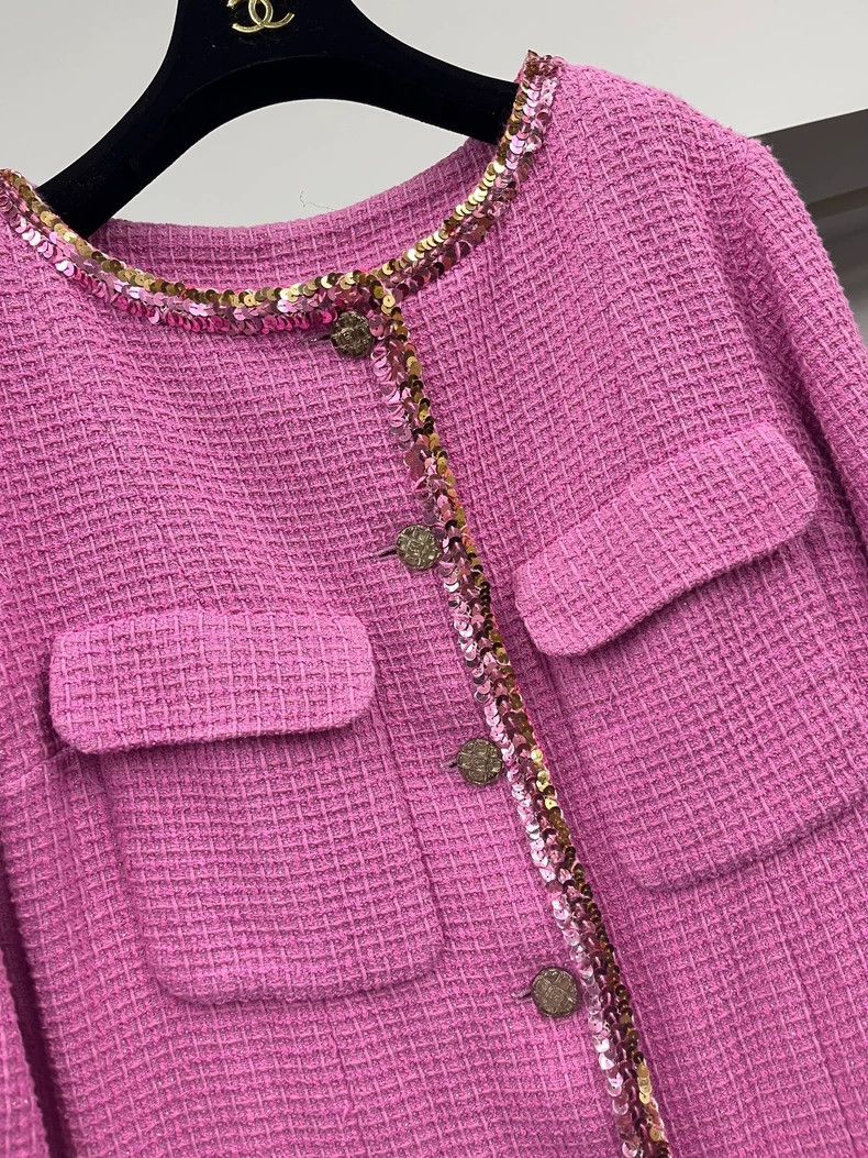 Chanel Chanel 22S rose pink sequin rolled tweed knitted dress Size XS / US 0-2 / IT 36-38 - 2 Thumbnail