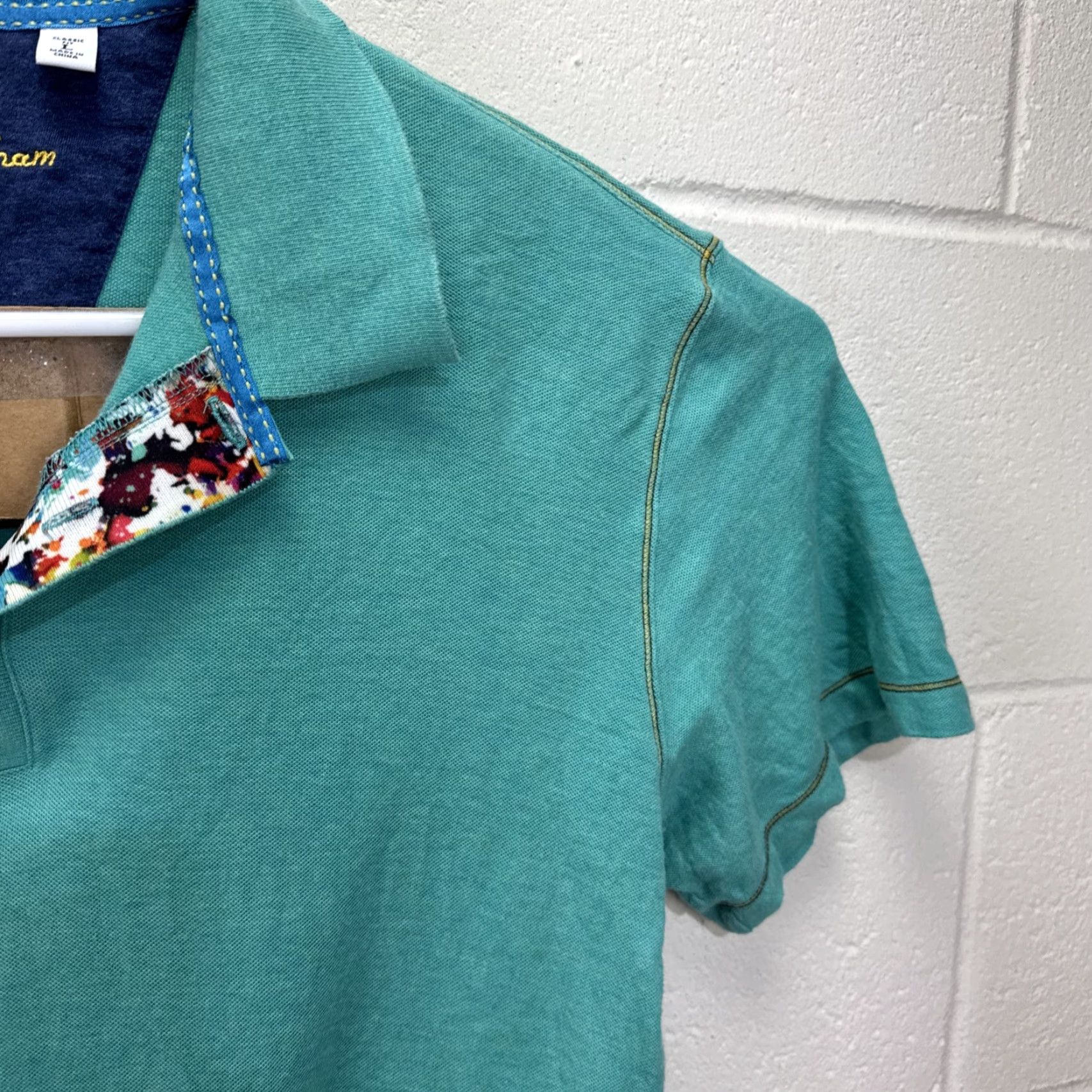 Robert Graham VINTAGE Robert Graham Polo Shirt Men Size L Short Sleeve Cotton Green Casual Summer Size US L / EU 52-54 / 3 - 7 Thumbnail