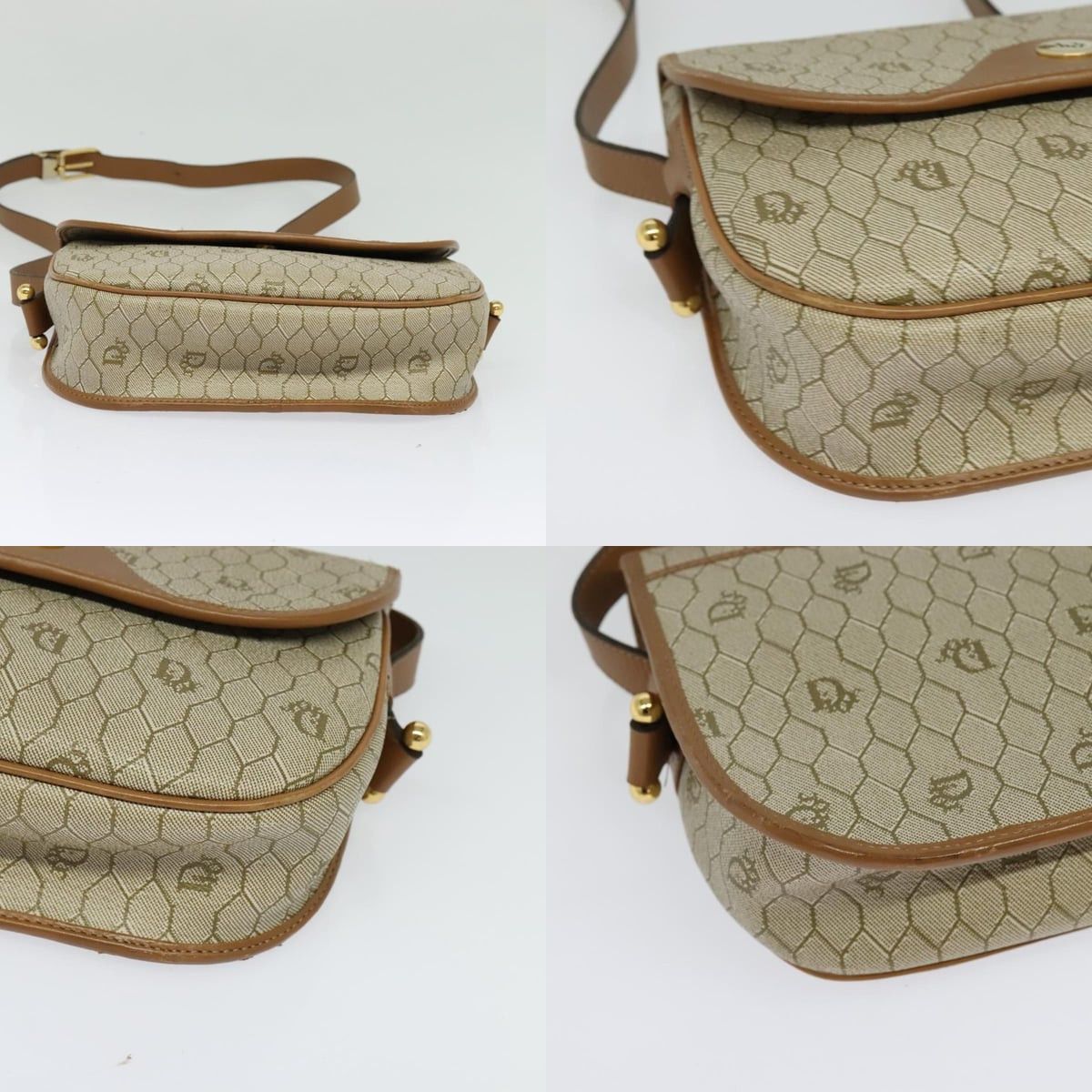 Dior DIOR Honeycomb Canvas Shoulder Bag Pvc Beige Gold Size ONE SIZE - 10 Thumbnail