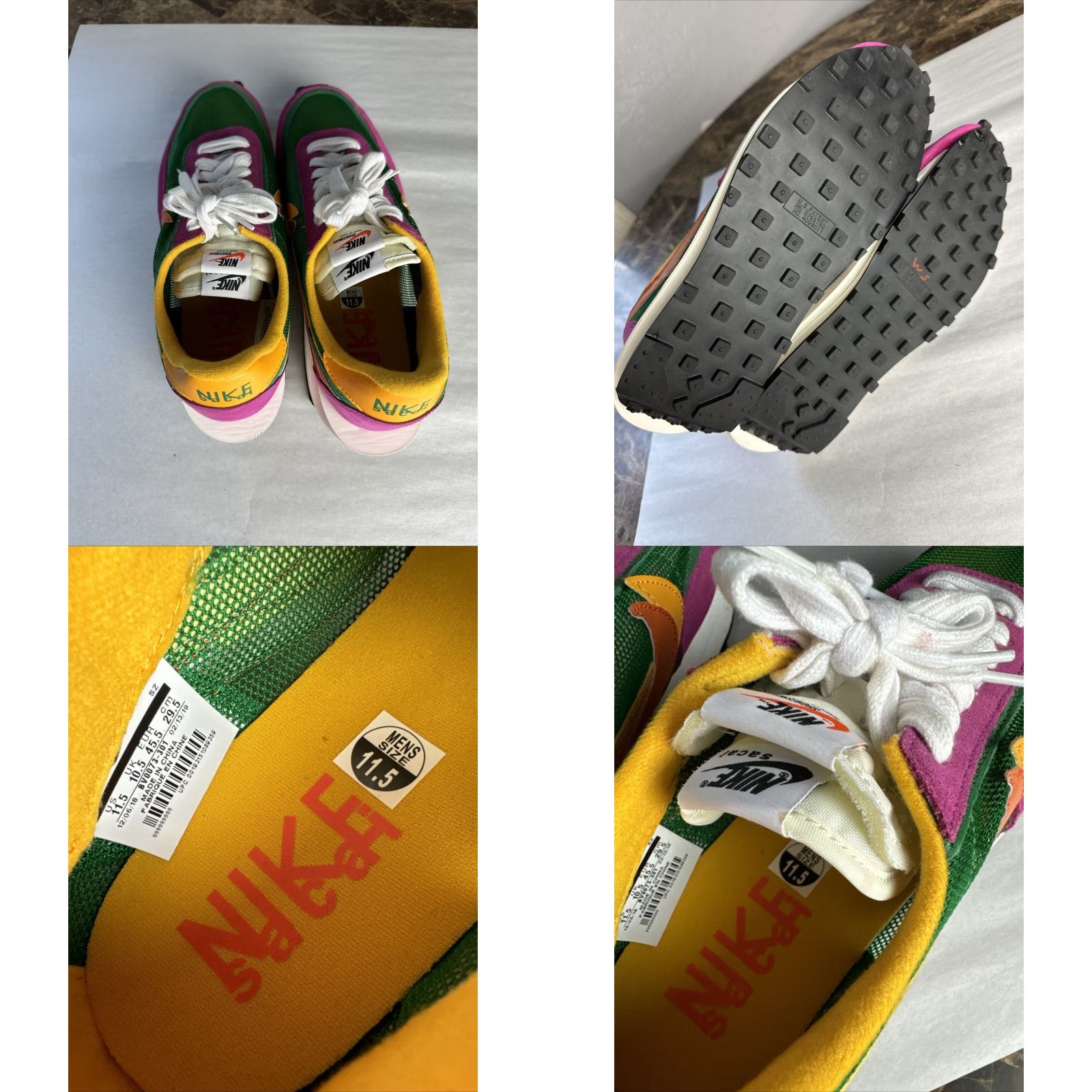 Nike Nike sacai x LDWaffle Pine Green Yellow Suede Leather BV0073-301 11.5 Mens Sneaker Size US 12 / EU 45 - 8 Thumbnail
