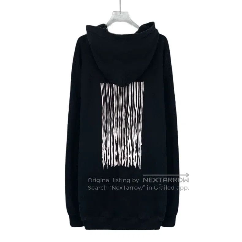 Balenciaga Balenciaga Black Fringe Printed Cotton Hooded Long Sleeve Size US XS / EU 42 / 0 - 2 Thumbnail