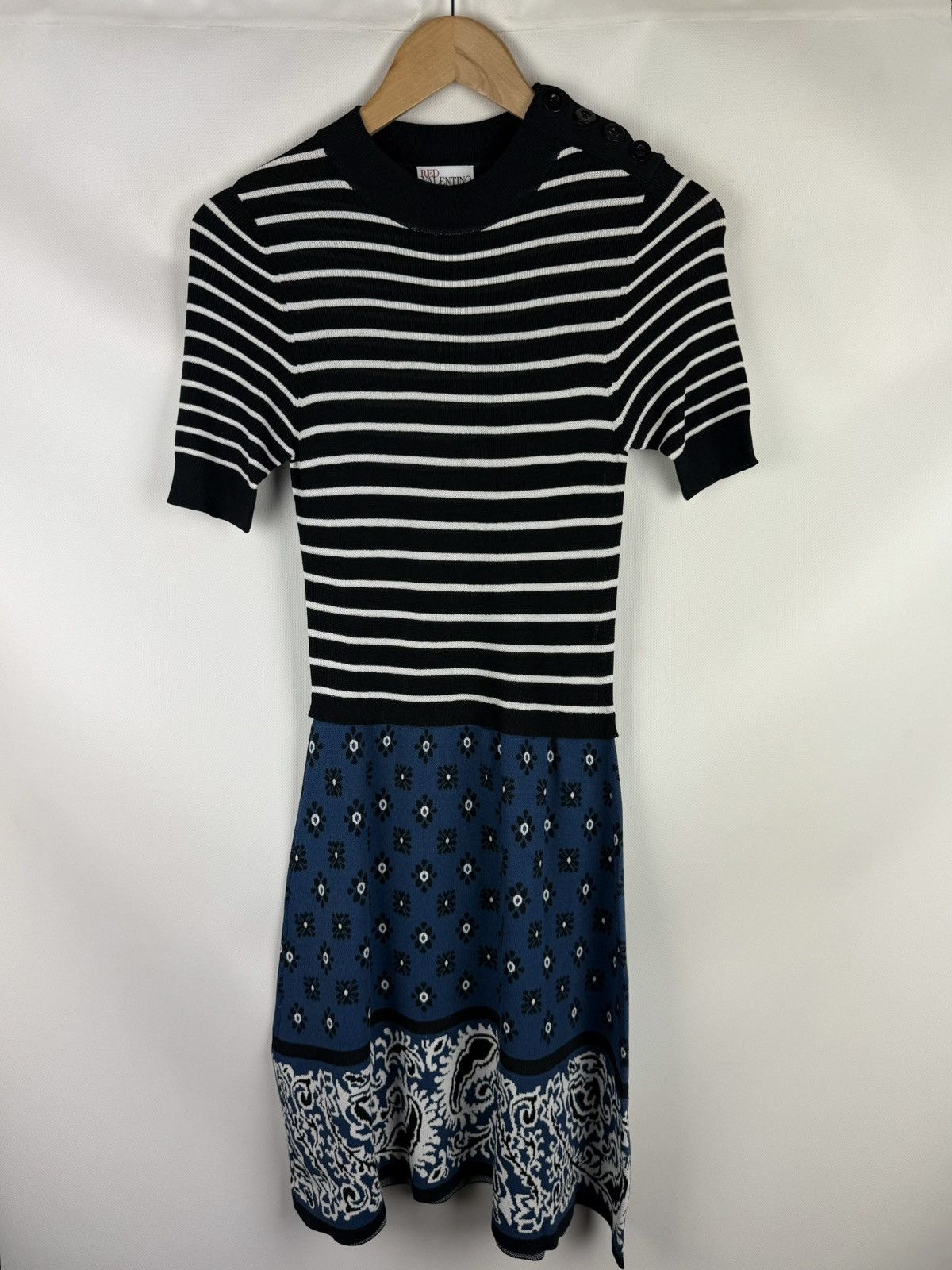 RED Valentino × Valentino Red Valentino Ladies Patterned Short Sleeve Viscose Dress Size L / US 10 / IT 46 - 1 Thumbnail