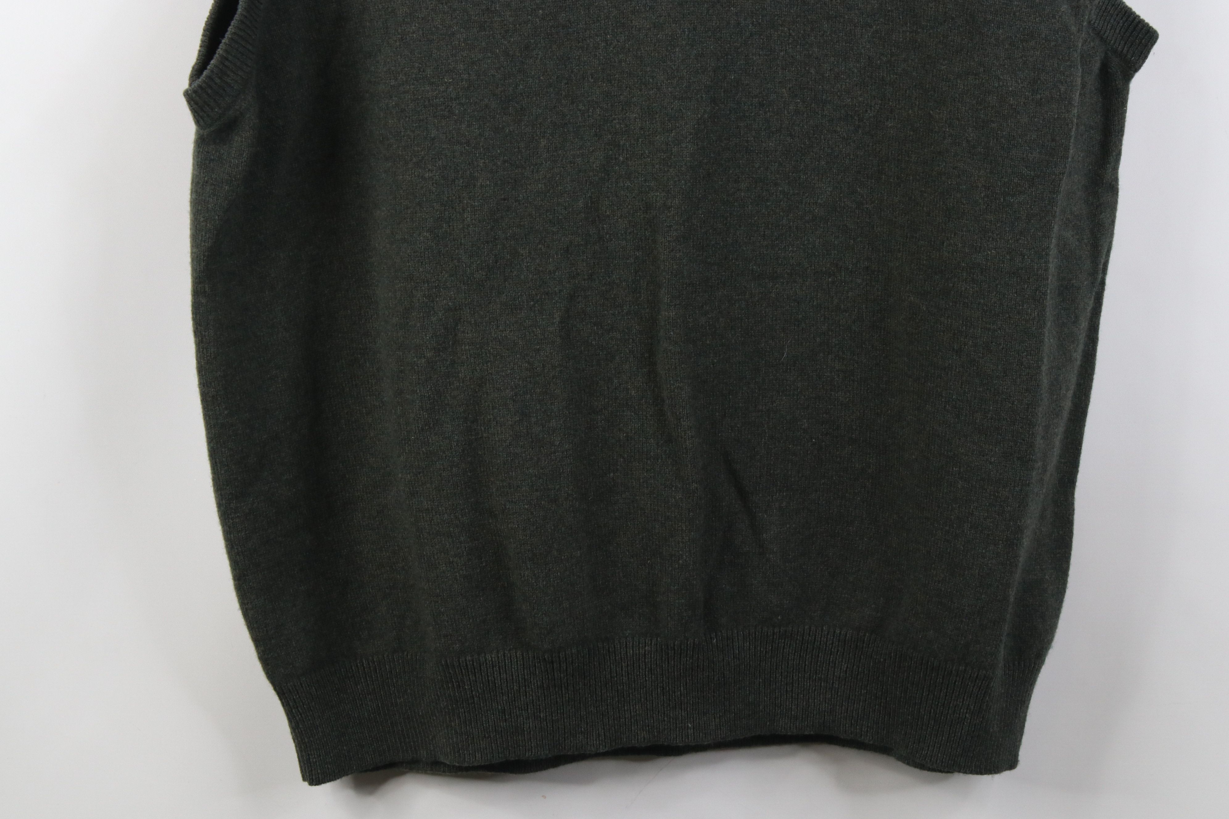 L.L. Bean Vintage 90s LL Bean Lambswool Knit V-Neck Sweater Vest Green Size US XL / EU 56 / 4 - 3 Thumbnail