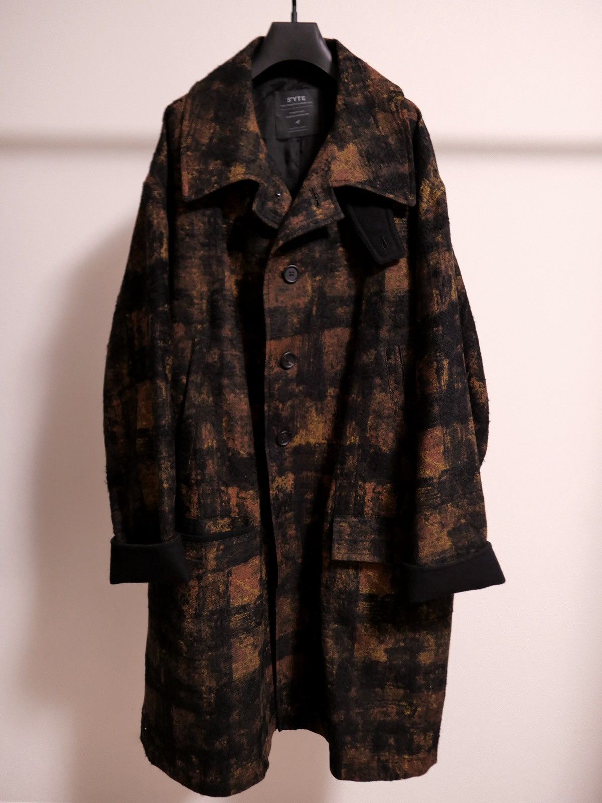 Yohji Yamamoto Yohji Yamamoto Check Jacquard Oversized Soutien Collar Coat Size 46L - 1 Thumbnail