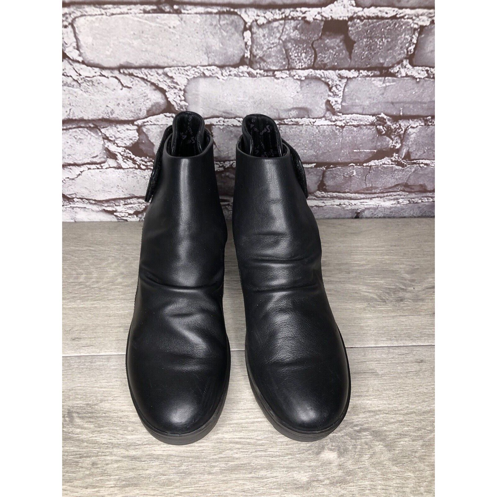 Other IGI&CO Black Leather High Wedge Strap Booties Boots Women Sz Size US 6.5 / IT 36.5 - 11 Thumbnail