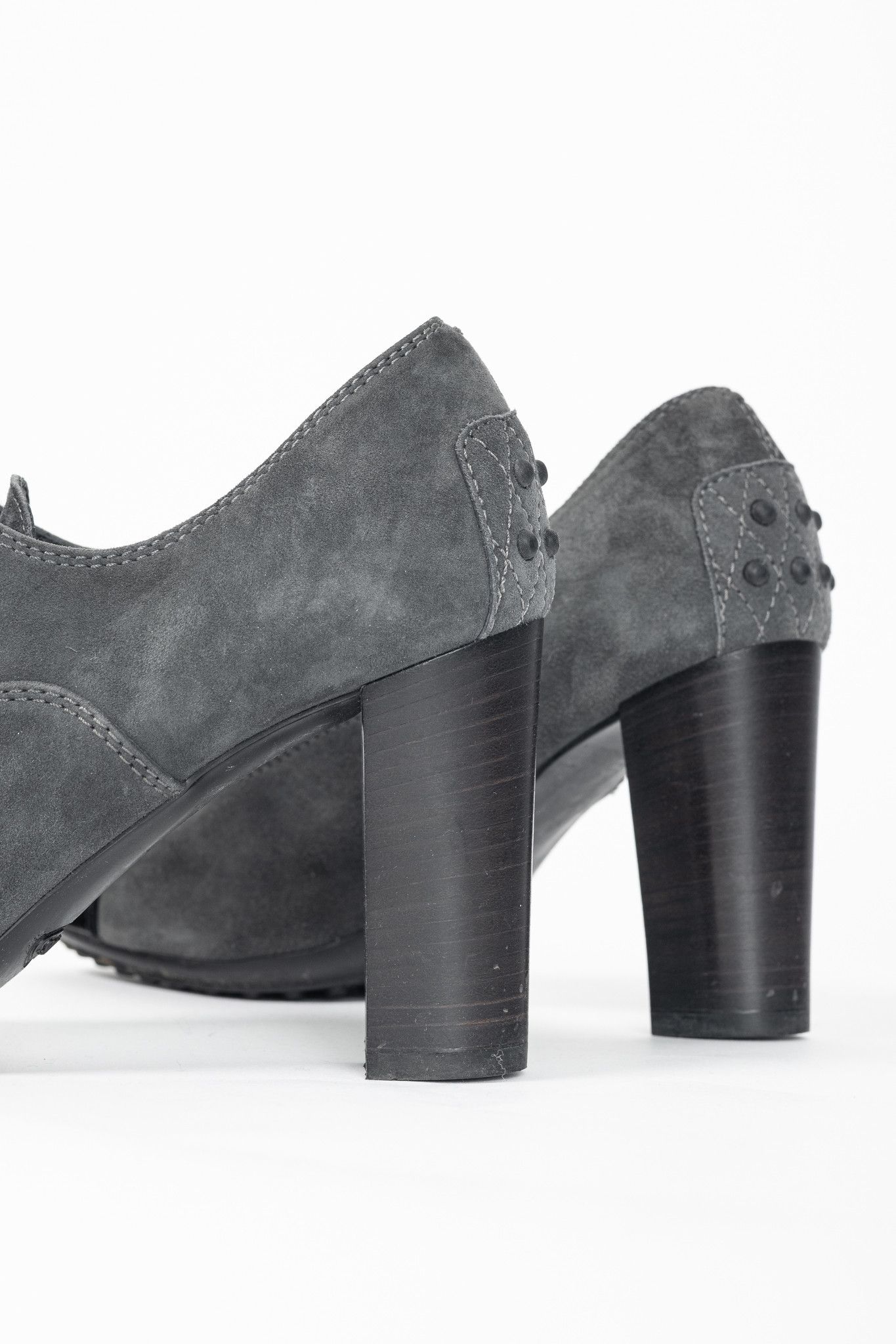 Tod's Tod's Grey Suede Cap-Toe Gommino Lace-Up Oxfords Size US 5.5 / IT 35.5 - 8 Thumbnail