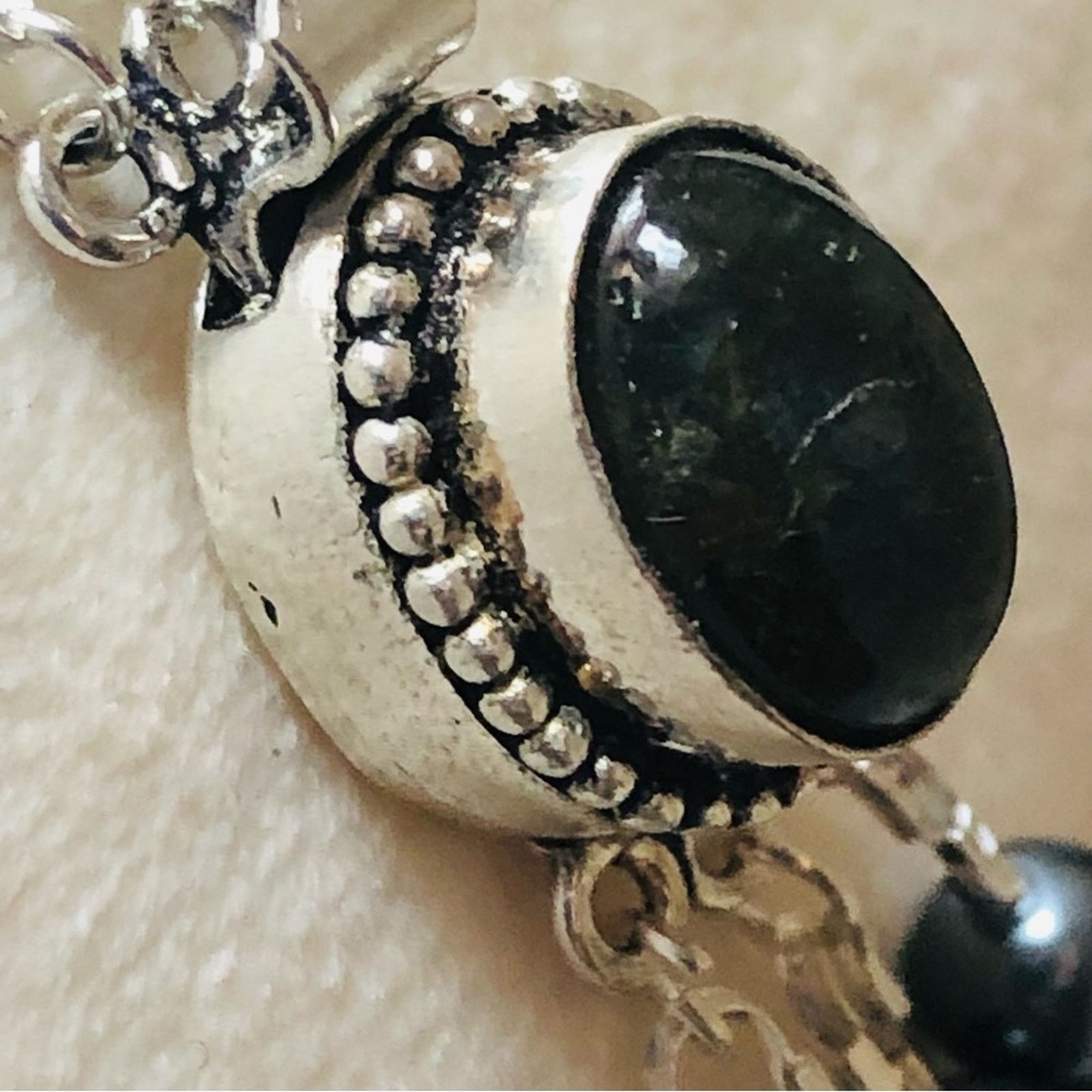 Handmade Handcrafted filigree cameo Pearl labradorite necklace Size ONE SIZE - 10 Thumbnail