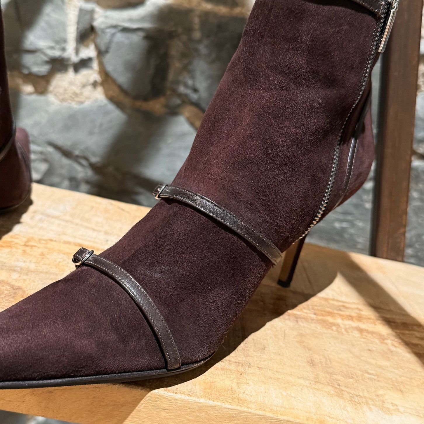 Dolce & Gabbana Dolce & Gabbana Brown Suede Harness & Straps Heeled Boots Size US 11 / IT 41 - 6 Thumbnail