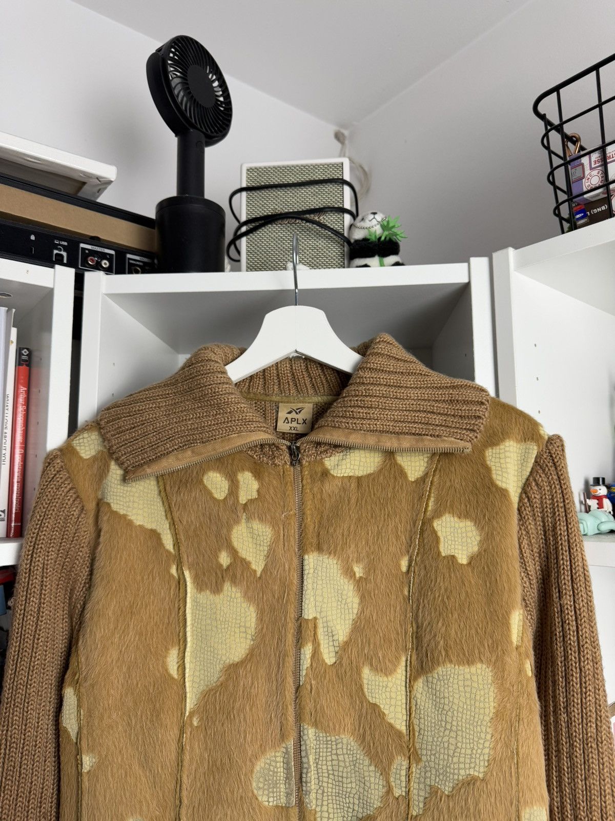 Japanese Brand VIntage y2k cowprint zip ribbed sweater avantgarde archive Size L / US 10 / IT 46 - 3 Thumbnail