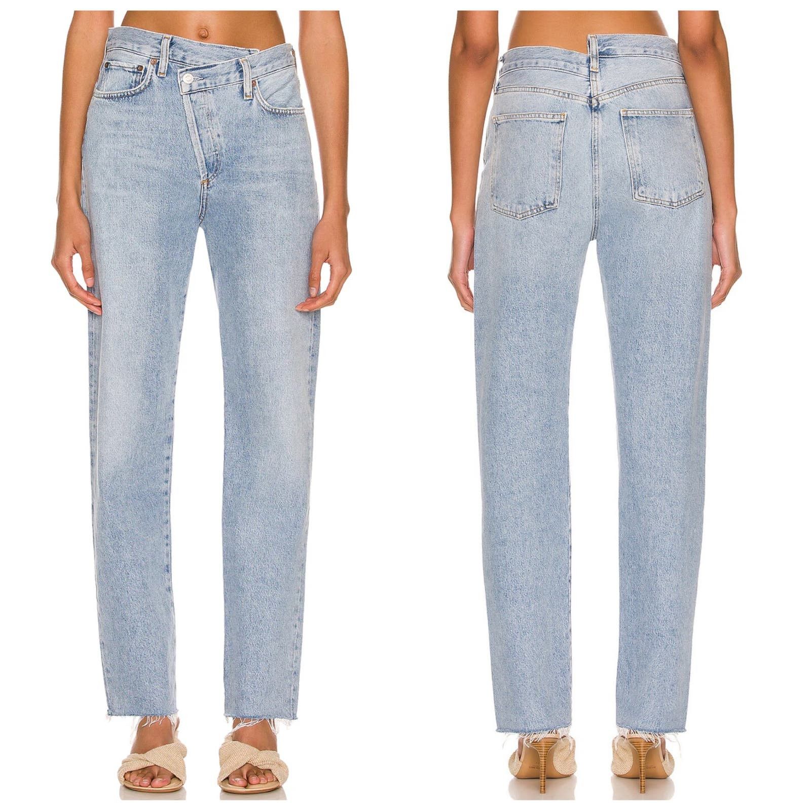 image of Agolde Criss Cross Straight Jean Dimension Wash in Blue, Women's (Size 24)