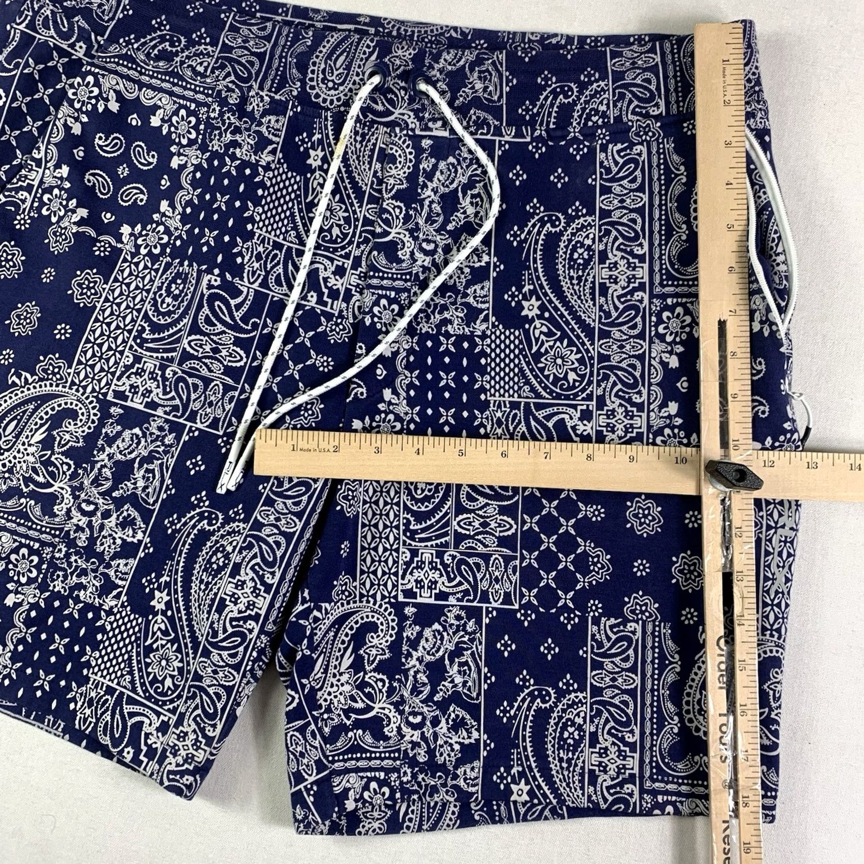 Ralph Lauren RLX Ralph Lauren Shorts Mens XL Blue Bandana Double Knit Golf Drawstring Pockets Activewear Casual Size US 31 - 3 Thumbnail