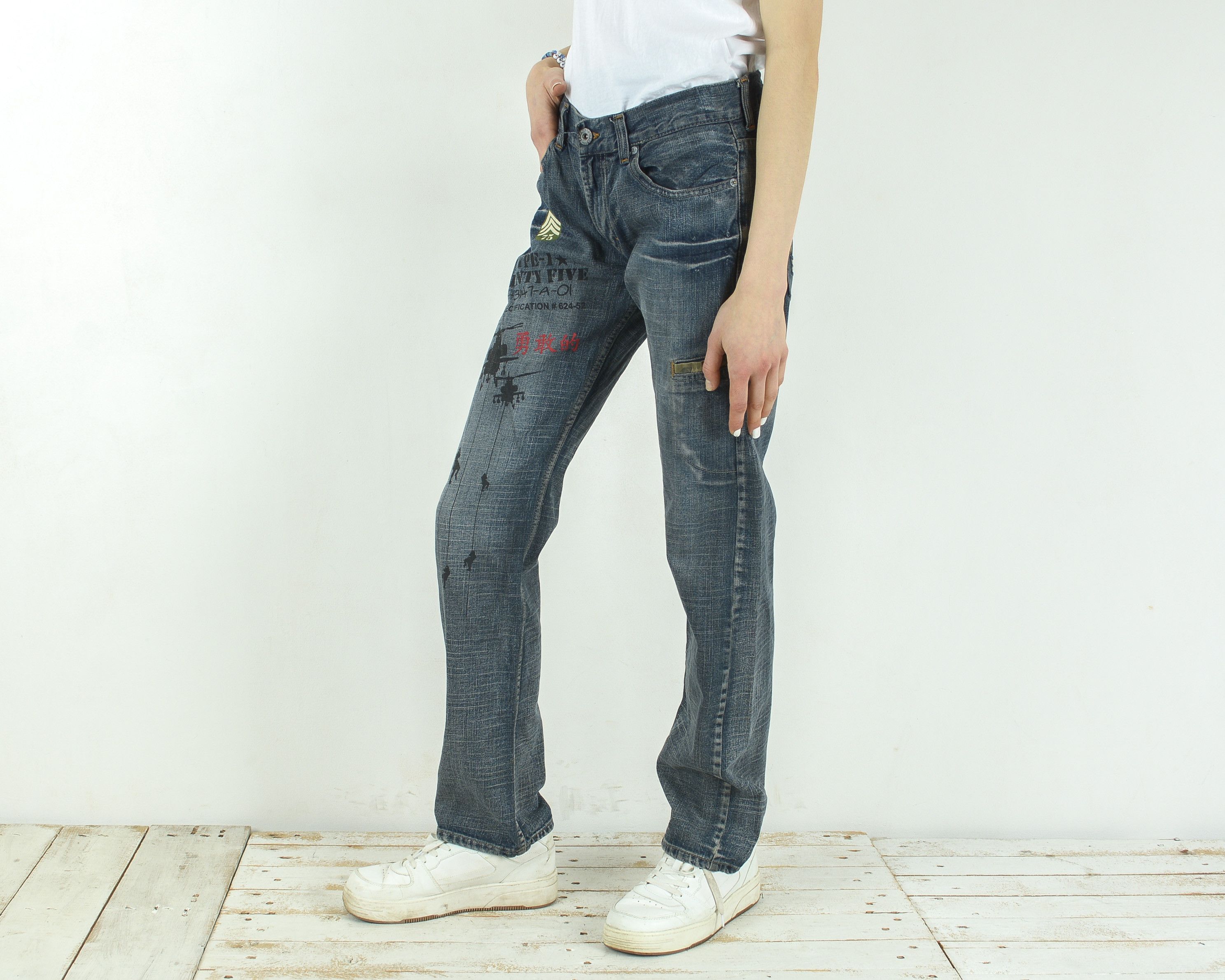 Other × Vintage ROUGH RIDER JEANS W31 L32 Straight Denim Camo Jeans Pants Size 31" - 2 Thumbnail