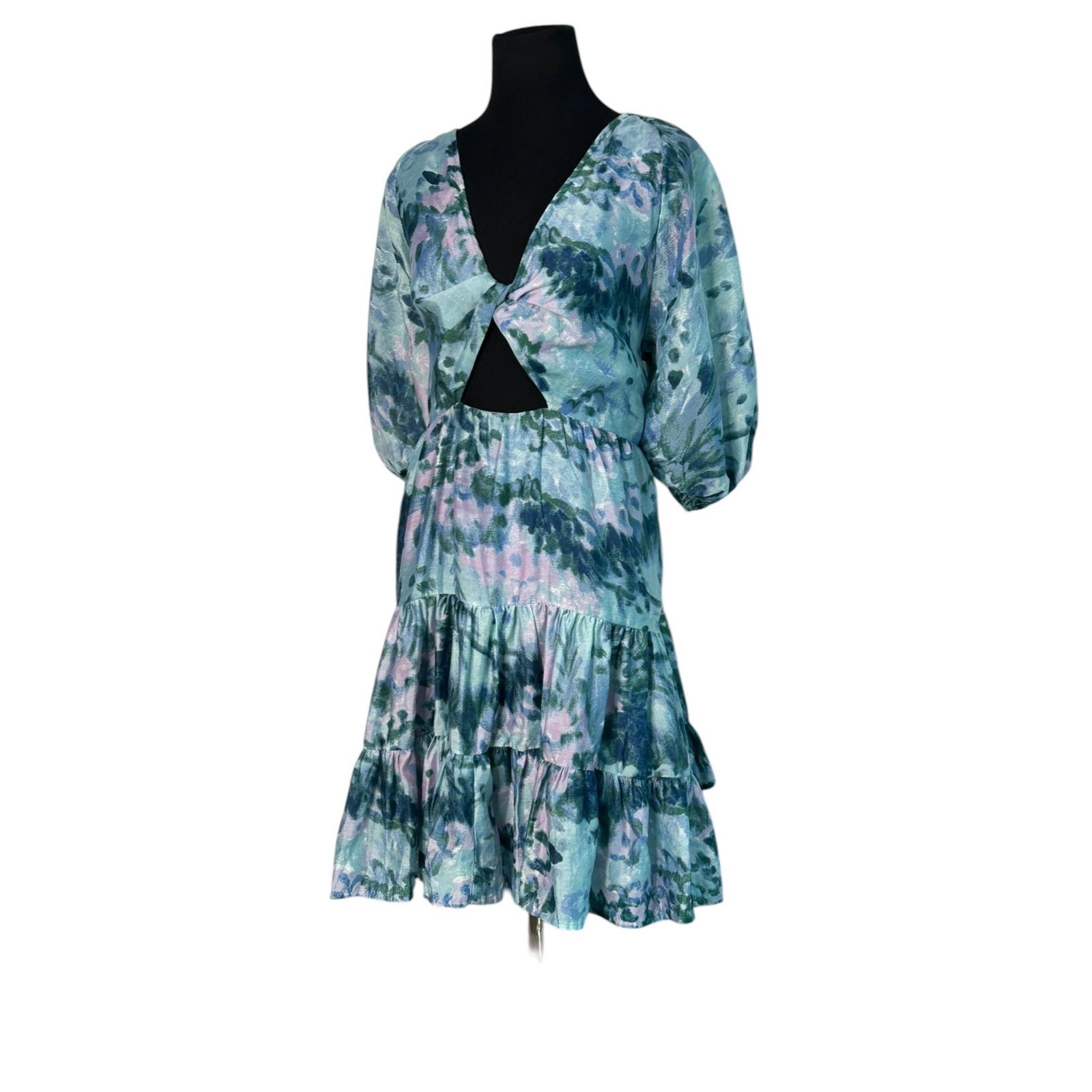 Asos Asos Design Blue Floral Tiered Voile Mini Dress Size 14 Size XL / US 12-14 / IT 48-50 - 11 Thumbnail