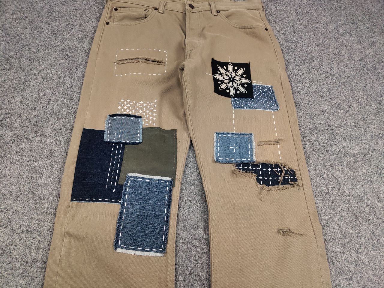 Levi's Vintage Levis 501 sashiko patchworks Jeans Kapital Style Size US 33 - 9 Thumbnail