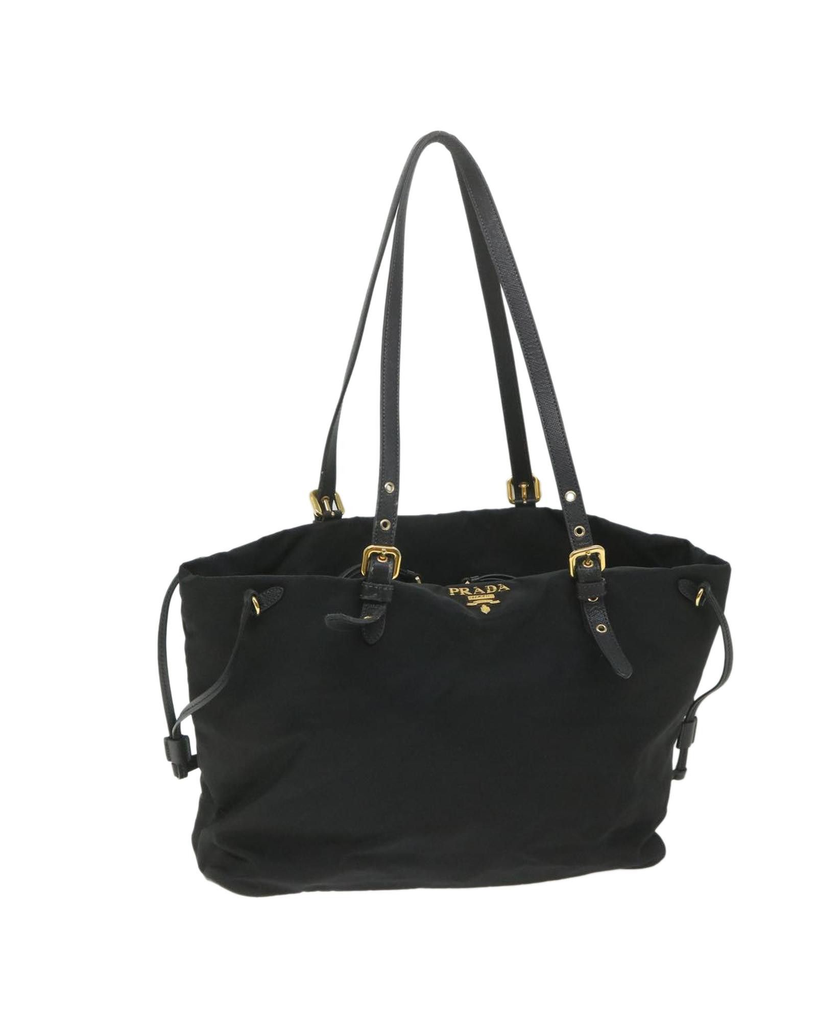 image of Prada Black Sustainable Nylon Shoulder Bag, Women's