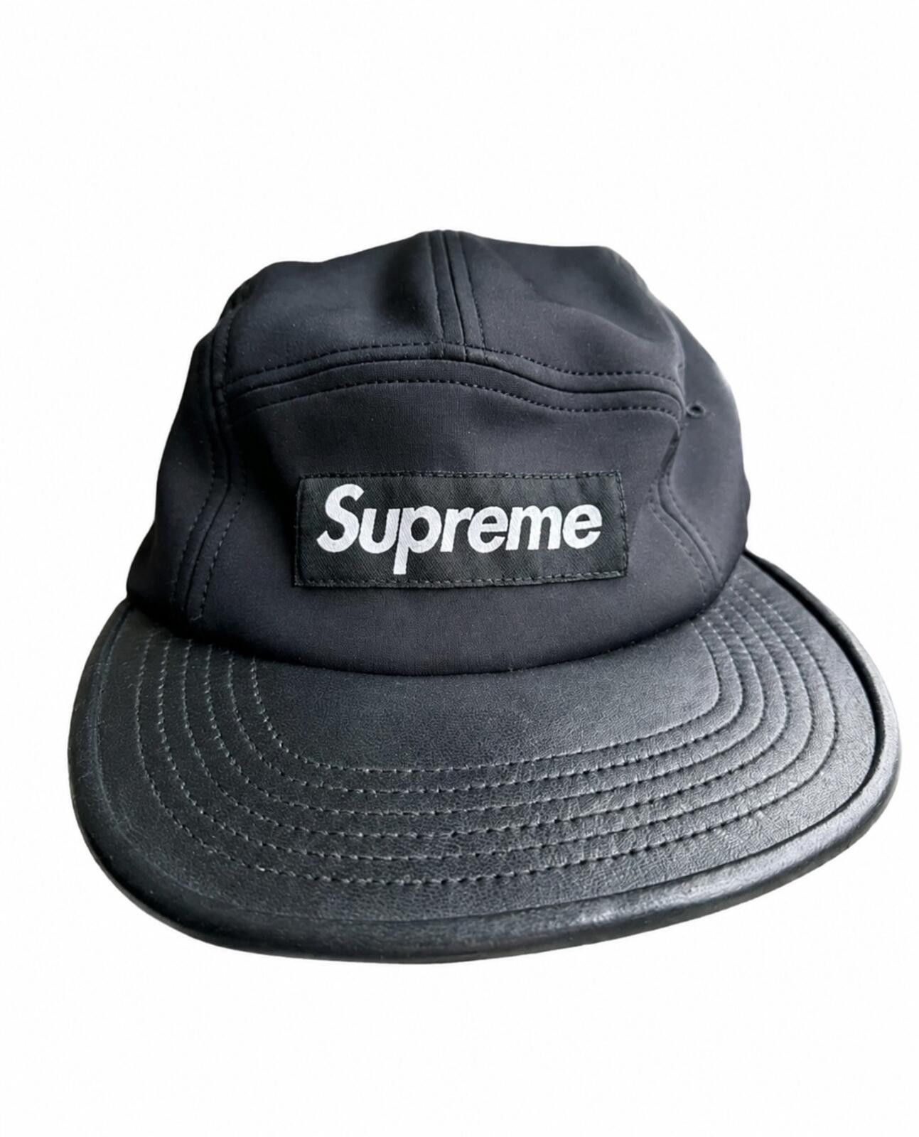 SS15 Supreme Expedition Leather Visor Camp Cap Hat Black