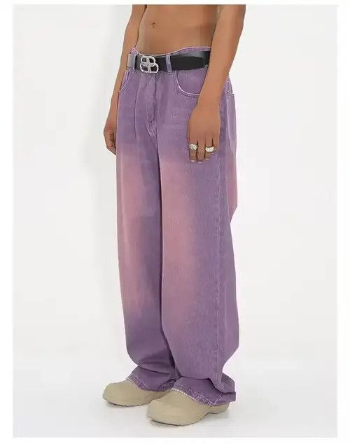 Jean baggy washed vintage y2k purple wide leg jeans Size US 30 / EU 46 - 1 Thumbnail