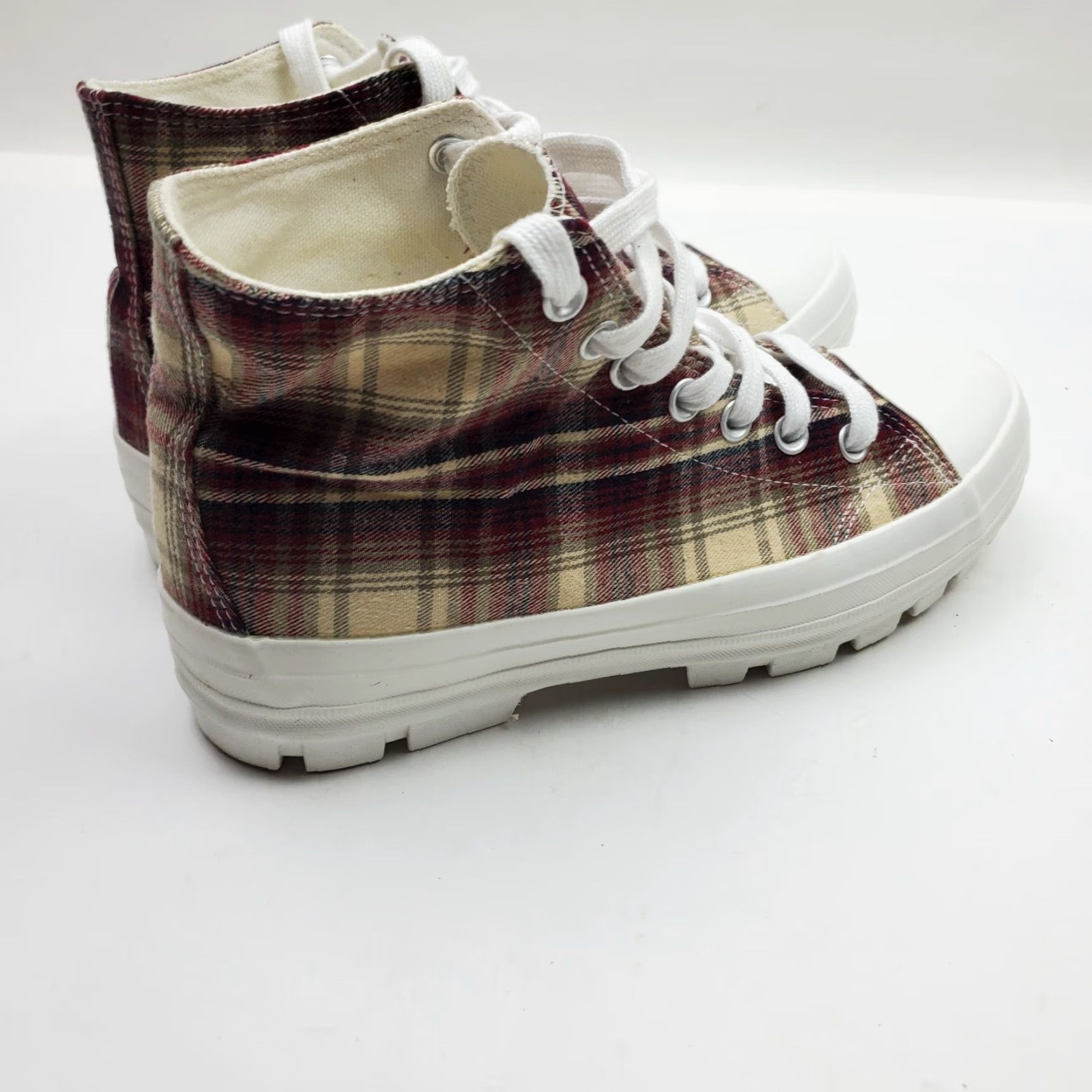 Vintage Womens Sneakers Hi Top Size 9 Y2K Canvas Plaid Lugs Chunky Sole Shoes Size M / US 6-8 / IT 42-44 - 4 Thumbnail