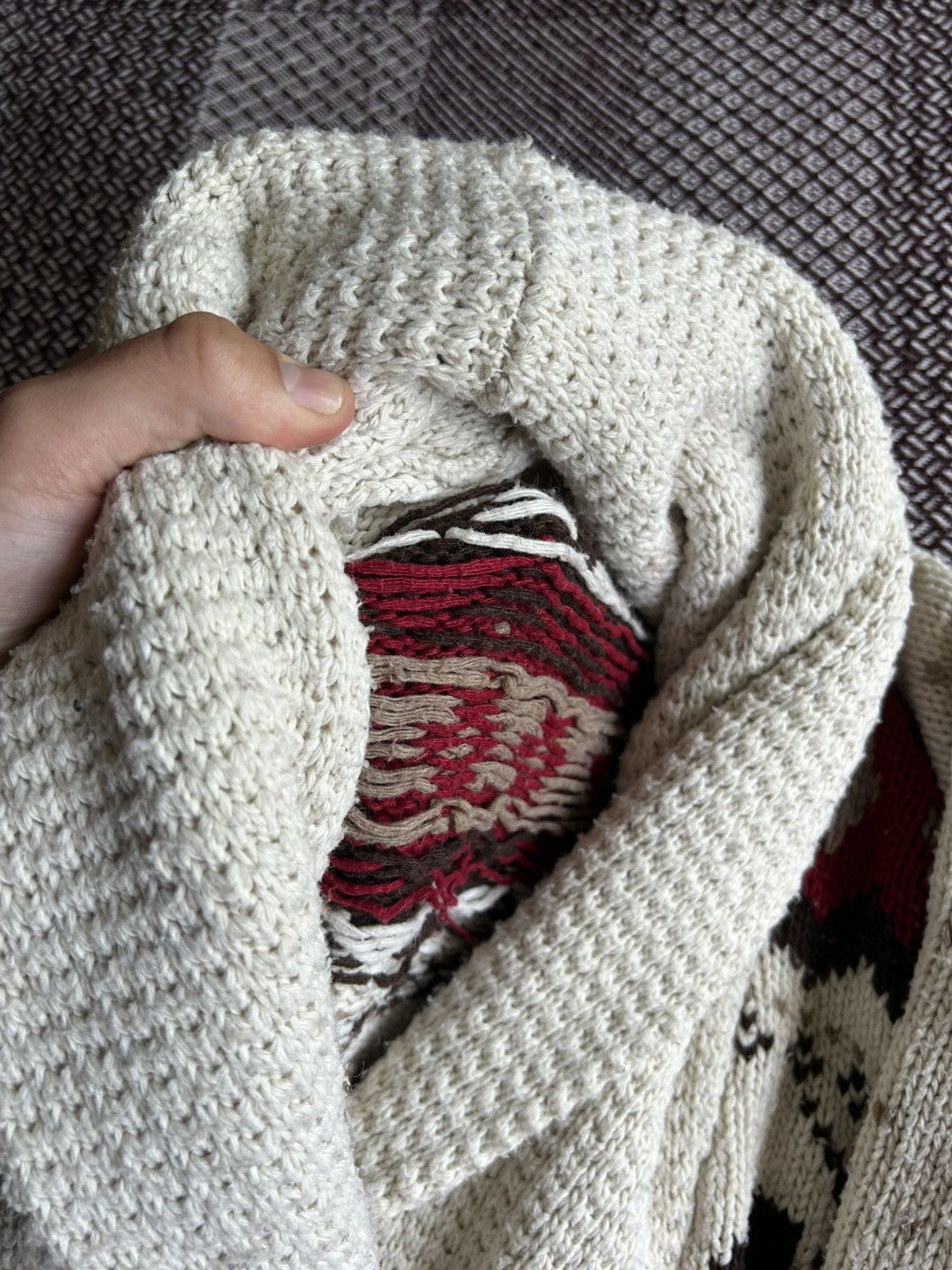 Vintage Vintage Cowichan Sweater 60/70s Hand Knitted Unisex Size S/M Size US S / EU 44-46 / 1 - 7 Thumbnail