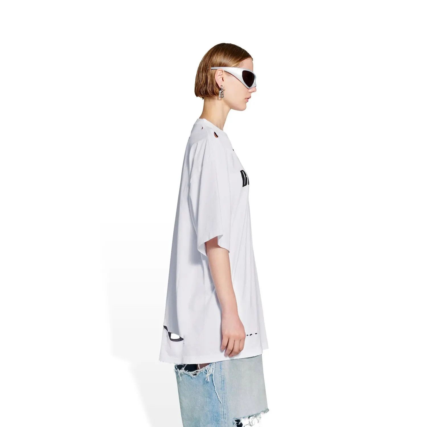 Balenciaga o1in1g1024 Caps T-Shirt Boxy Fit in White Size M / US 6-8 / IT 42-44 - 3 Thumbnail