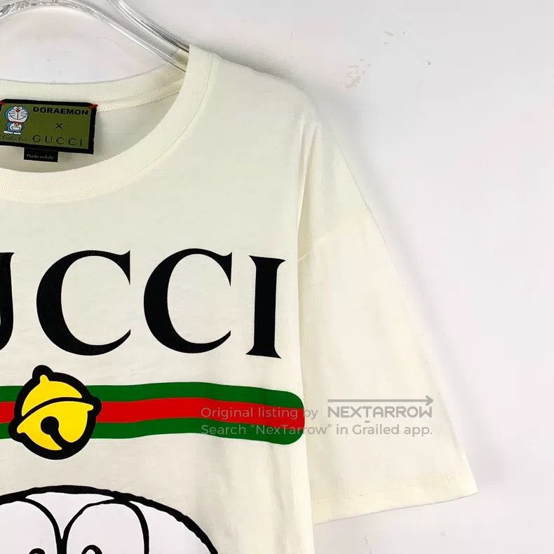 Gucci Gucci Beige robot cat logo letter print cotton round-neck Size S / US 4 / IT 40 - 3 Thumbnail