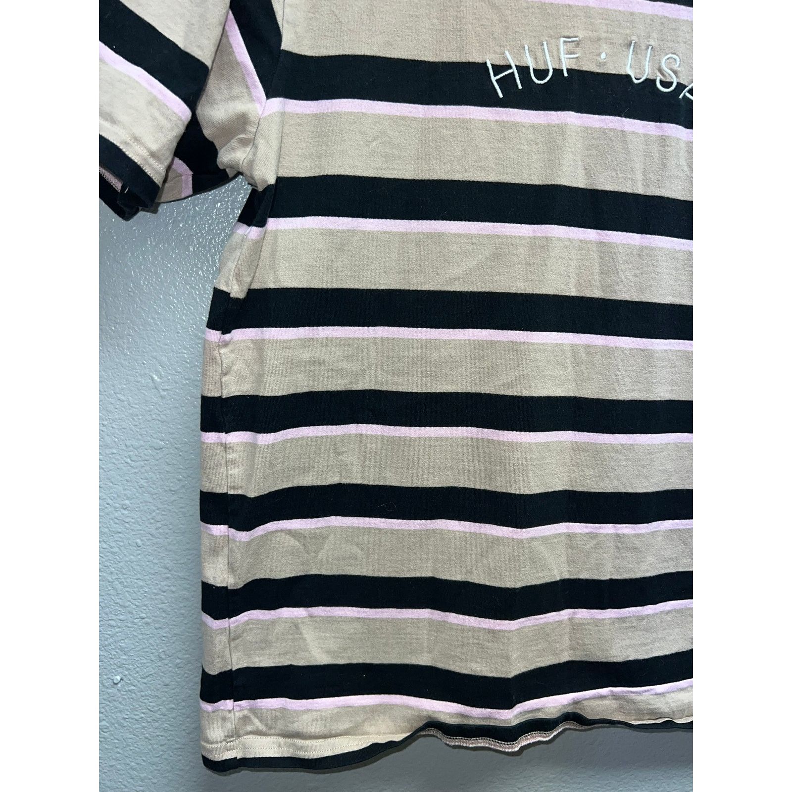 Huf HUF Shirt Brown Black Pink Striped HUF USA Mens Small Size US S / EU 44-46 / 1 - 5 Thumbnail
