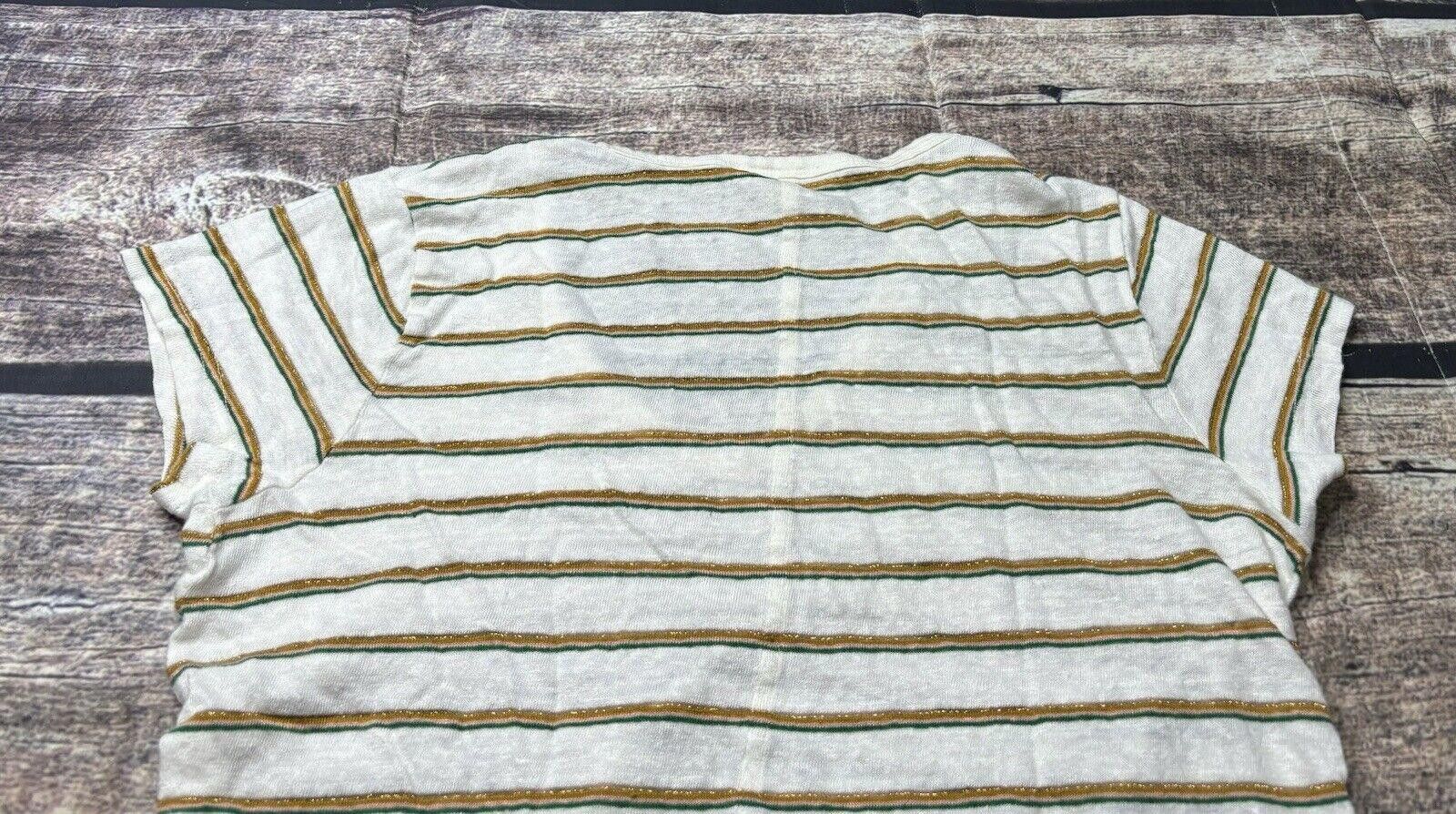 Banana Republic Banana Republic Linen Top Womens Medium Striped Short Sleeve Size M / US 6-8 / IT 42-44 - 6 Thumbnail
