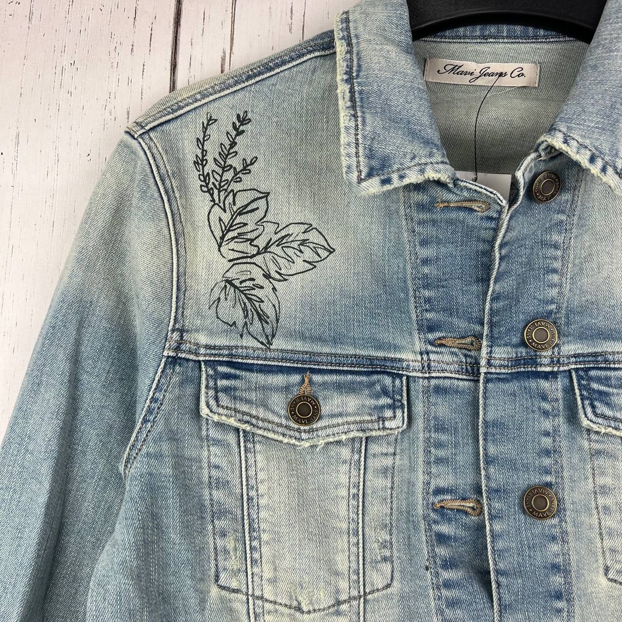 Mavi Mavi Small Printed Cropped Fit Mid Stretchable Denim Jacket Size S / US 4 / IT 40 - 3 Thumbnail