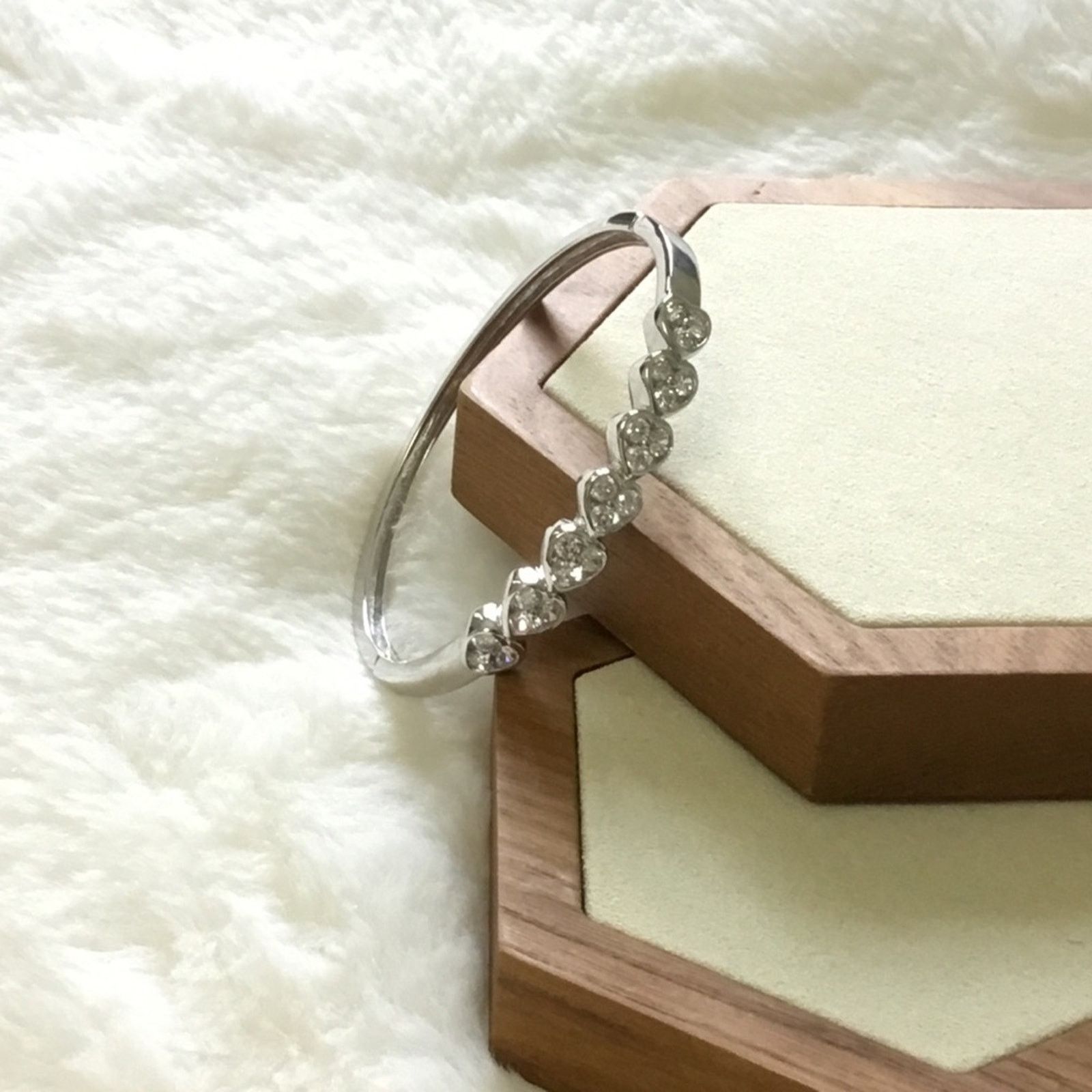Other Silver Hearts with Vibrant Crystals Bangle Size ONE SIZE - 4 Thumbnail
