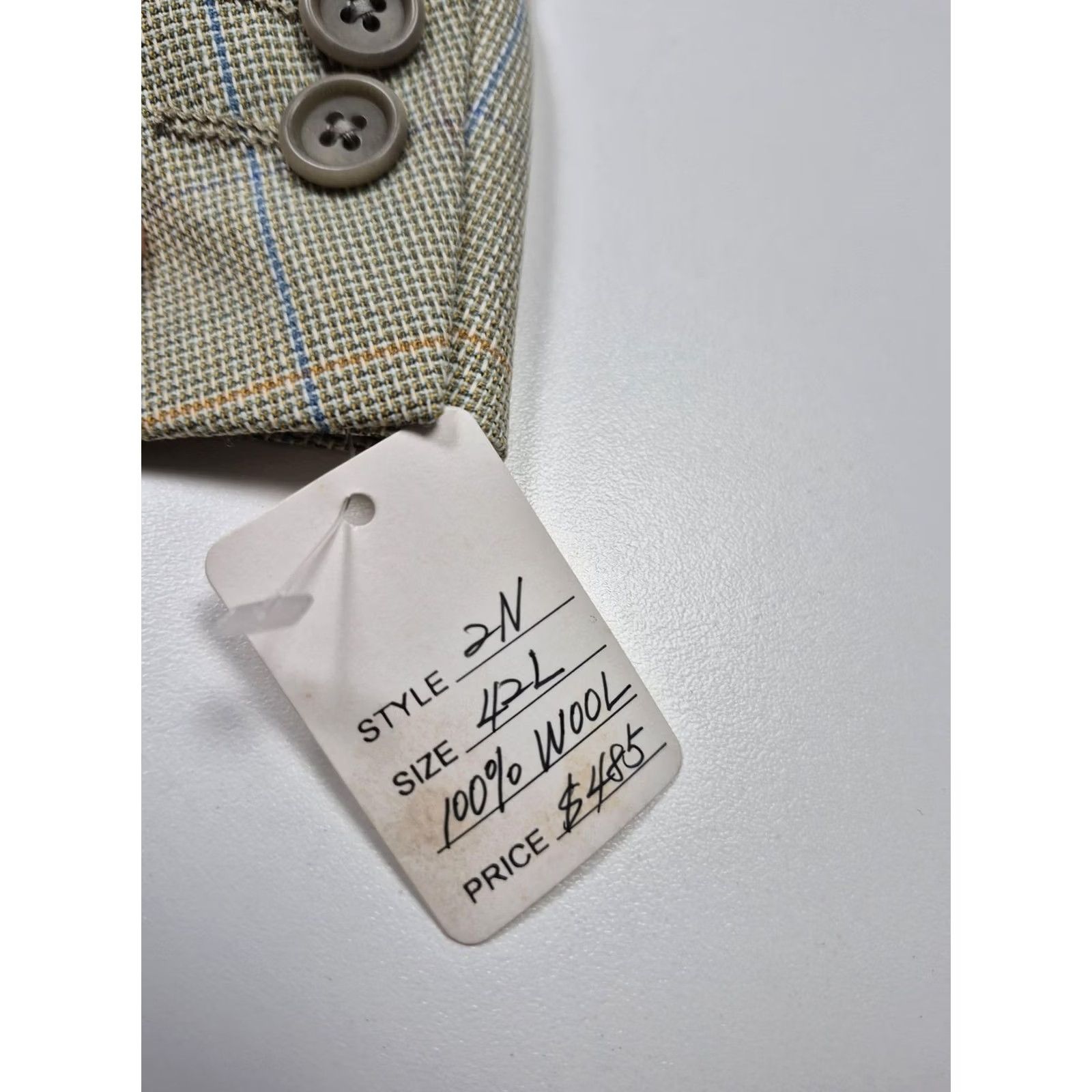 Vintage VINTAGE RobeRto Zanieri Blazer Mens 42L Beige Wool Plaid Sport Coat Made Italy Jacket Size 42R - 6 Thumbnail