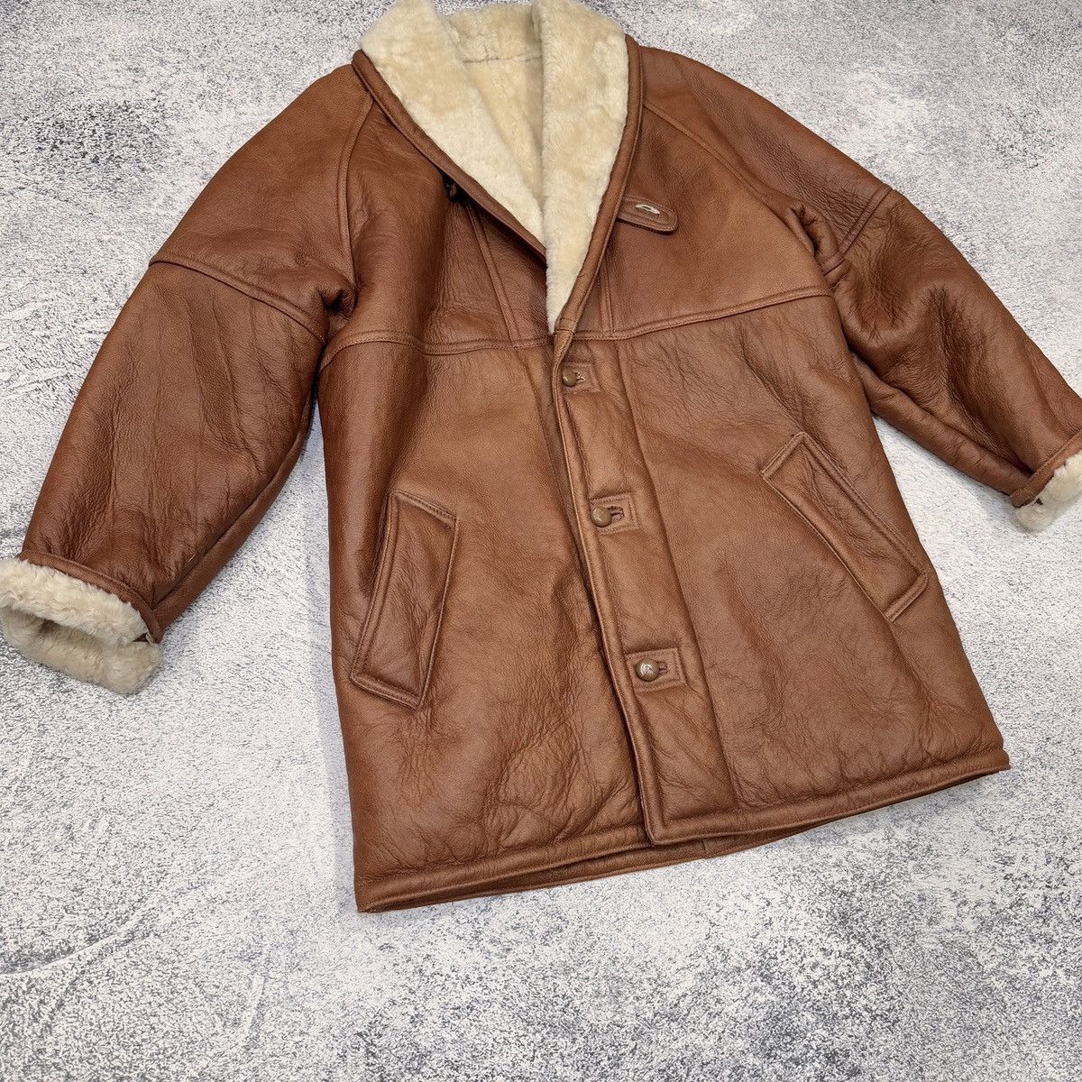 Francesco Smalto Vtg SMALTO Linea 77 Shearling Coat Italian Leather Sheepskin Size US S / EU 44-46 / 1 - 2 Thumbnail
