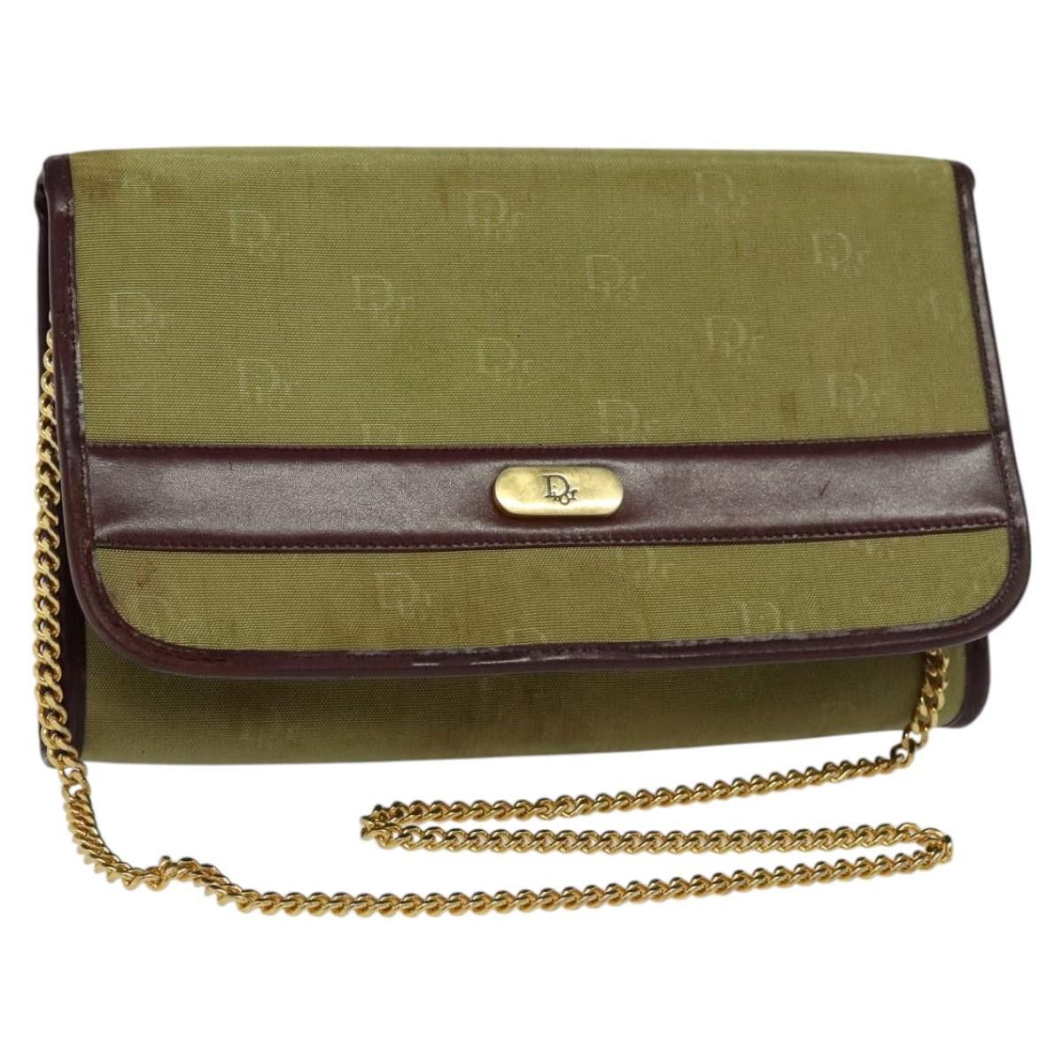 Dior Chain Shoulder Bag Nylon Khaki in Green, Women's